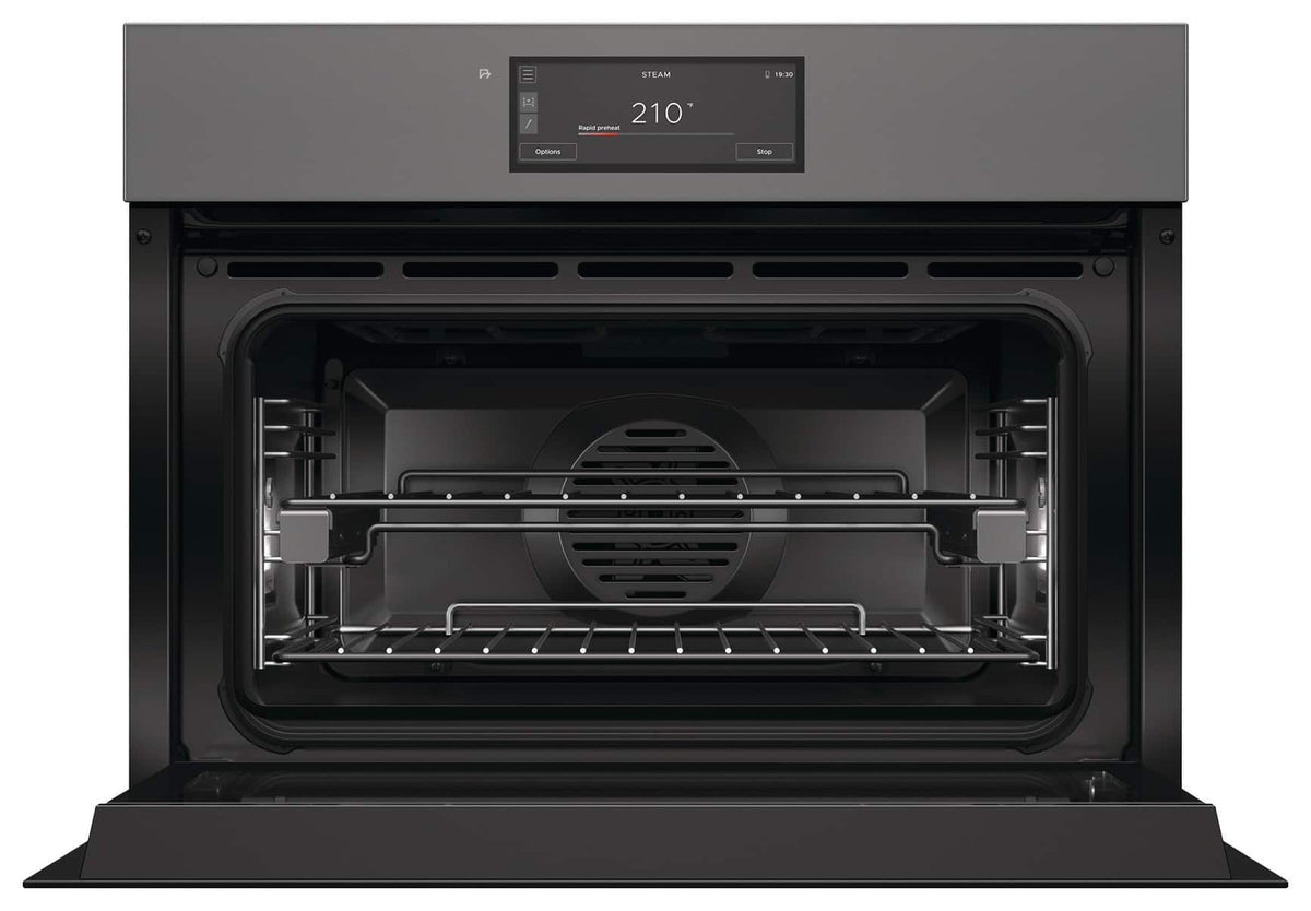 Fisher & Paykel - 24" 1.9 Cu Ft Built-in Combination Steam Oven, 6.8" Touchscreen - Compact - Handleless - Minimal Grey - Gray