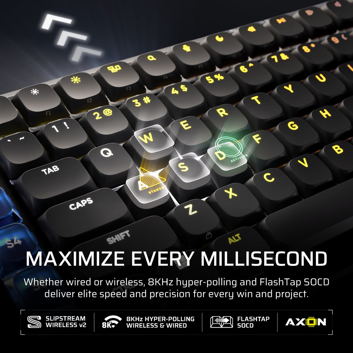 CORSAIR - VANGUARD AIR 99 WIRELESS Optical-Mechanical Gaming Keyboard with Pre-lubed, ultra-responsive OPX Low-Profile Switches - Black