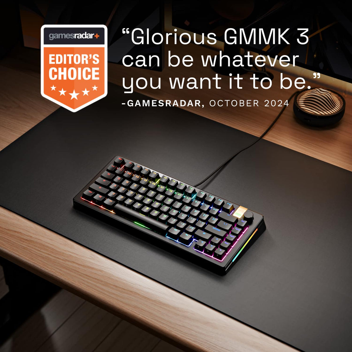 Glorious - GMMK 3 HE 75% Wired Hall-Effect Linear Switch Gaming Keyboard with Rapid Trigger and Adjustable Actuation - Black