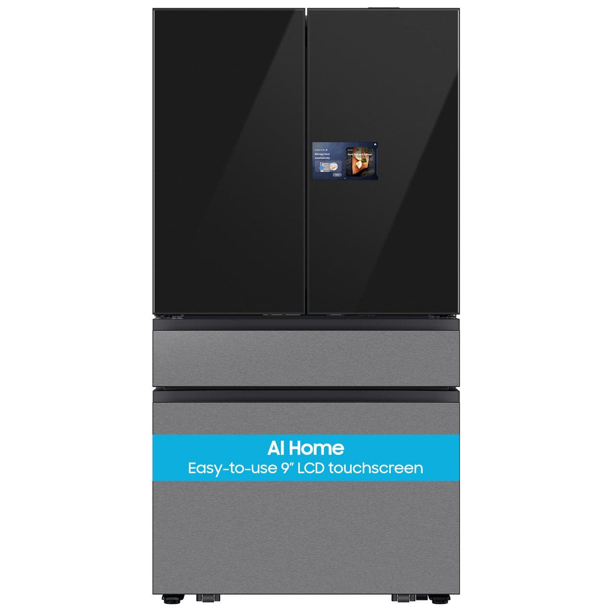 Samsung - 36 in. Wide Bespoke 23 cu. ft. Counter Depth 4-Door French Door Refrigerator with AI Home - Charcoal Glass / Stainless Steel