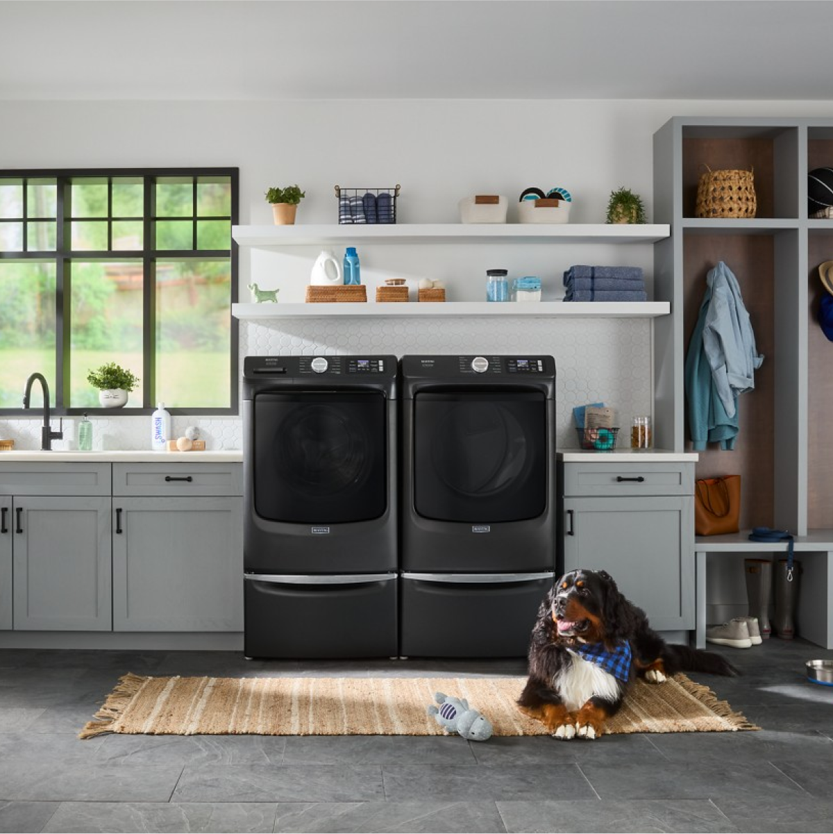 Maytag - 7.4 Cu. Ft. Smart Electric Dryer with Steam and Pet Pro System - Midnight Steel