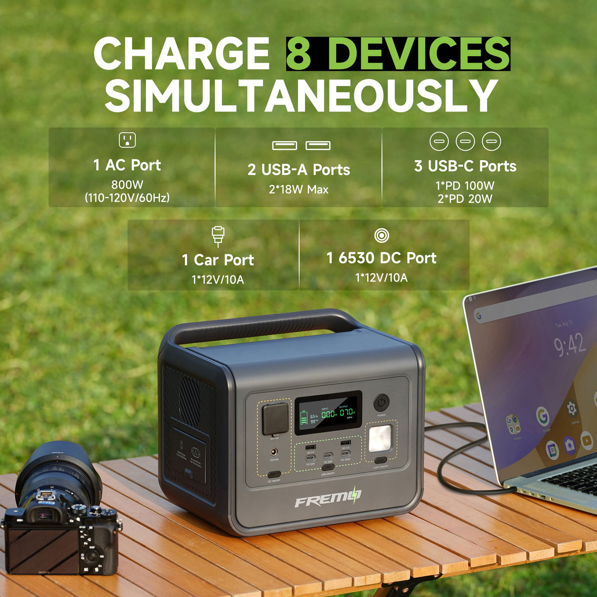 Fremo - X800 Portable Power Station (512 Wh Capacity) - Gray