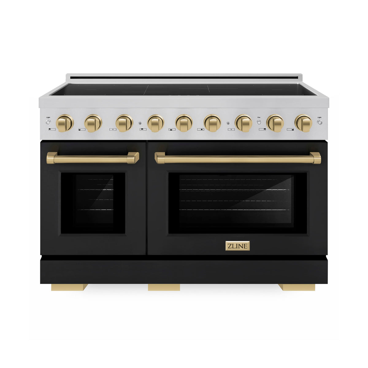 ZLINE - Autograph 48 in. 6.7 cu. ft. Paramount Freestanding Induction Range with Black Matte Doors and Champagne Bronze Accents - Matte Black