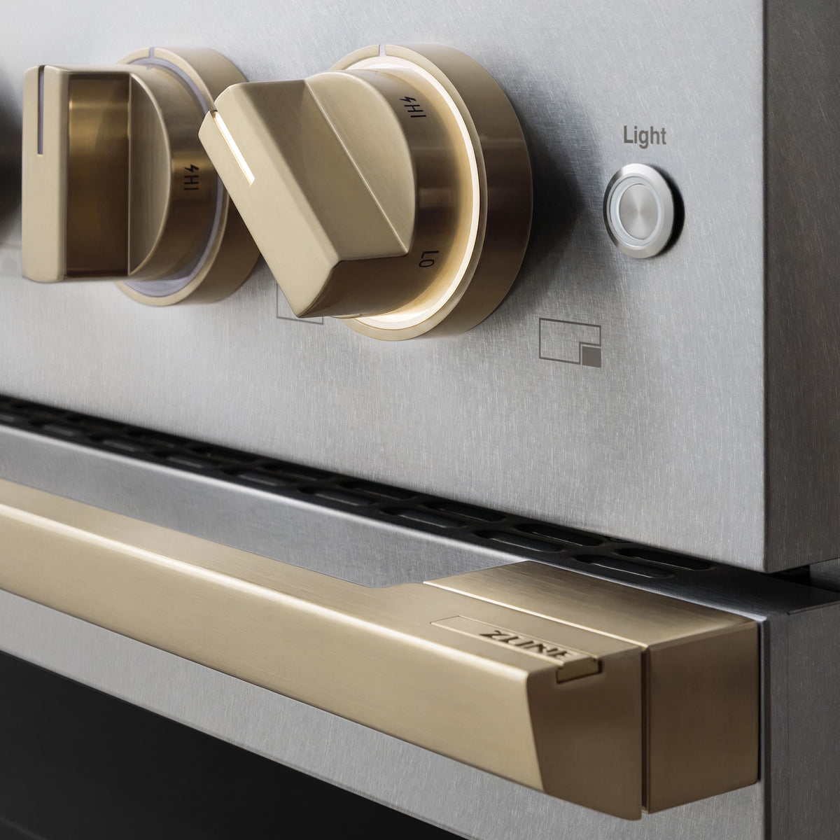 ZLINE - Autograph 48 in. 6.7 cu. ft. Marino Freestanding DuoPro Dual Fuel Range in Satin Stainless Steel and Bronze Accents - Satin Stainless Steel