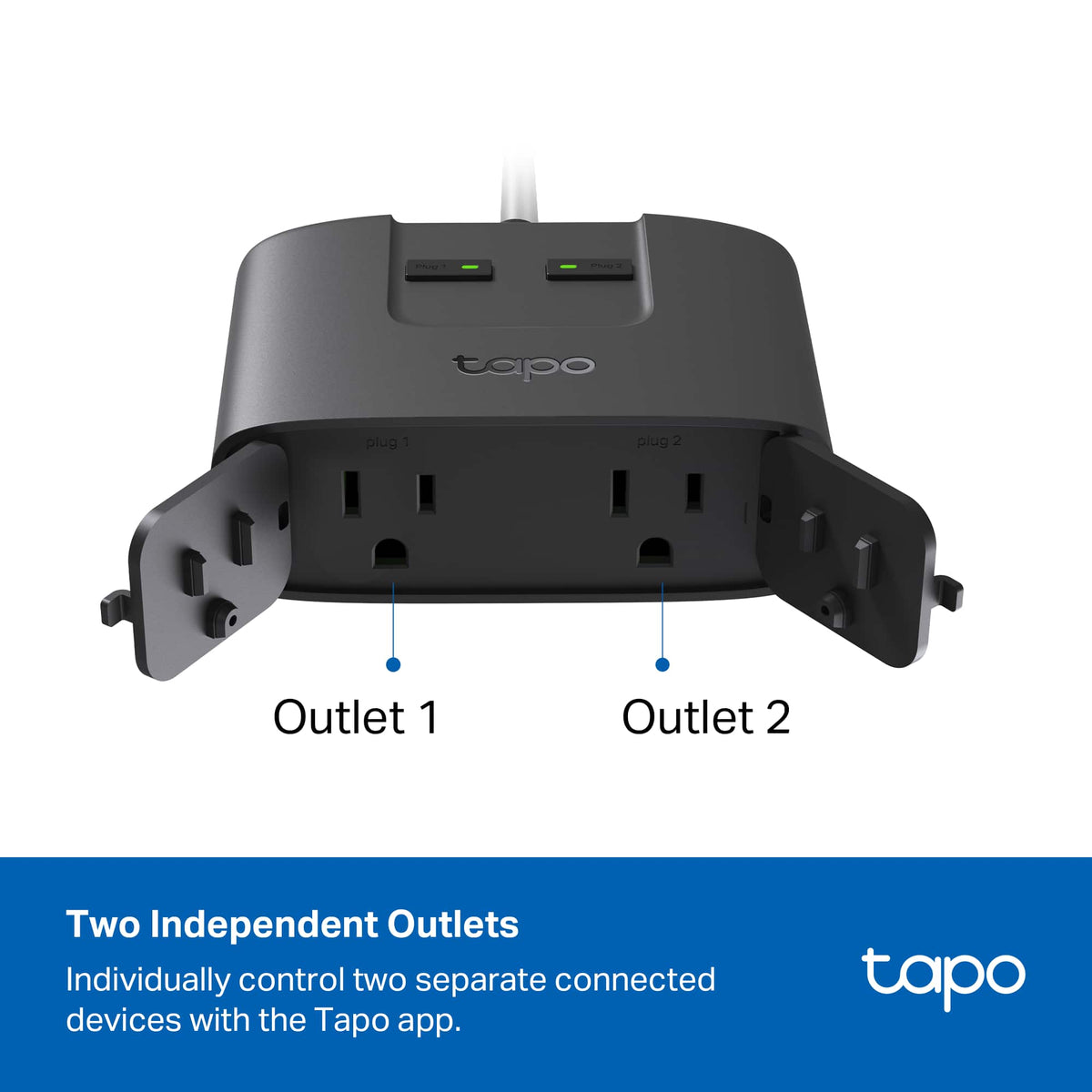 TP-Link - Tapo Smart Wi-Fi Outdoor Dual Plug - Control & Schedule Holiday Decorations & Outdoor Lights - Black