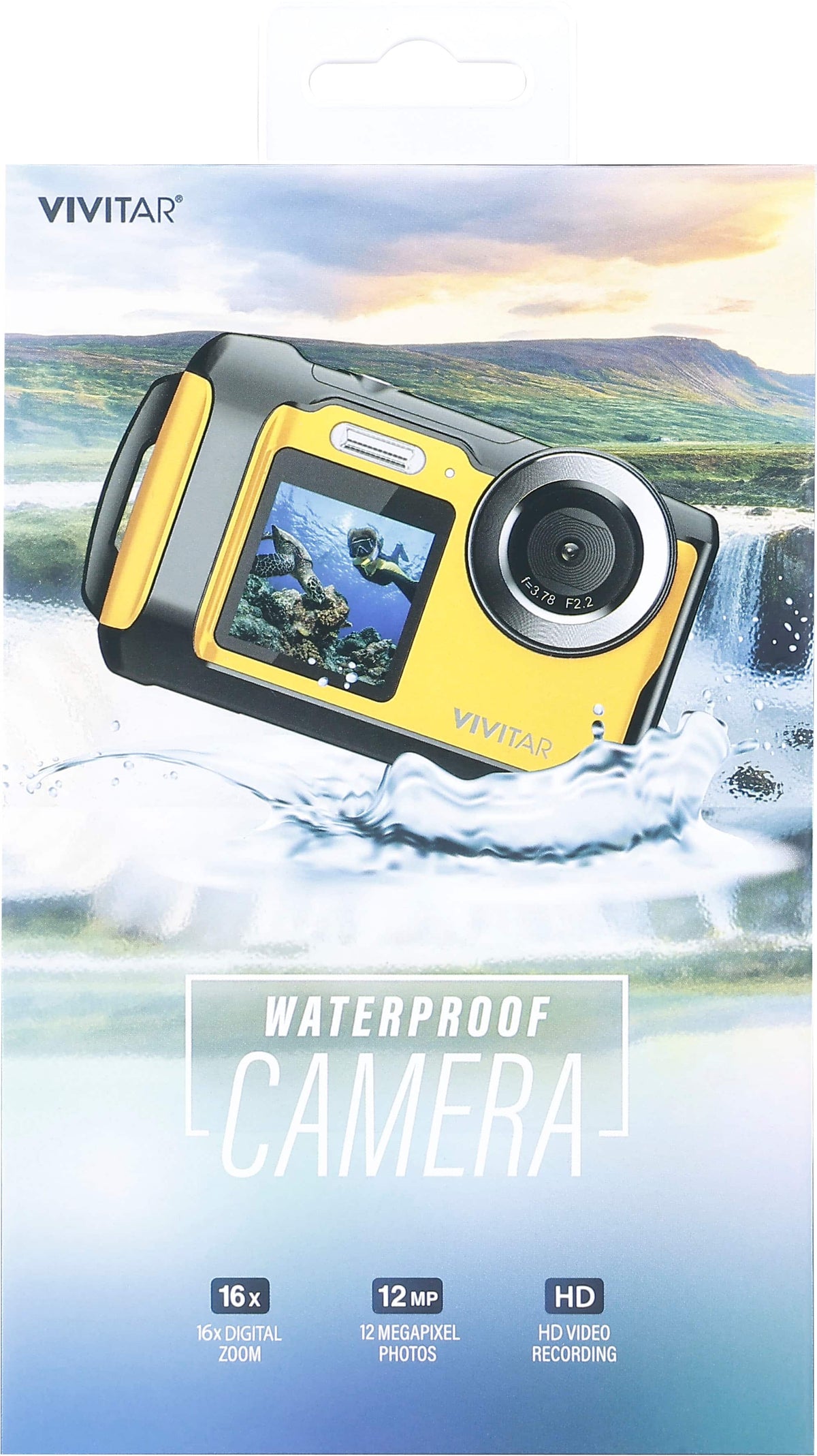 Vivitar - Dual Screen Waterproof Camera with 16x Digital Zoom and HD Video Recording - Yellow