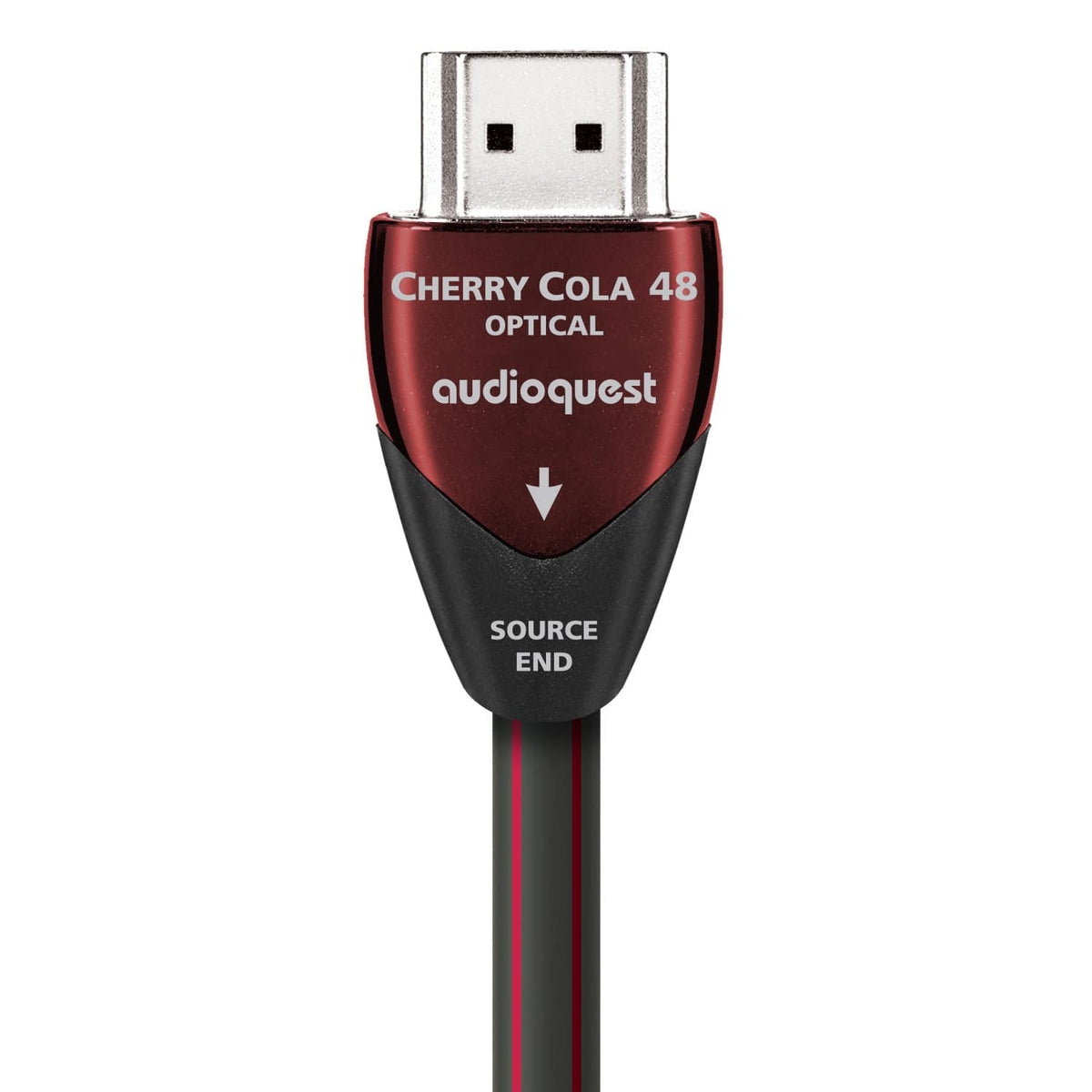 AudioQuest - Cherry Cola 48 49.2' 4K-8K-10K 48Gbps In-Wall Rated HDMI Cable - Gray with Red Stripes