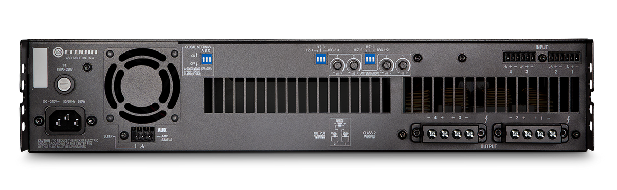 Crown - DCI4x300-U-USFX Four-channel, Analog Power Amplifier, 300W @ 4Ω, 70V/100V - Black