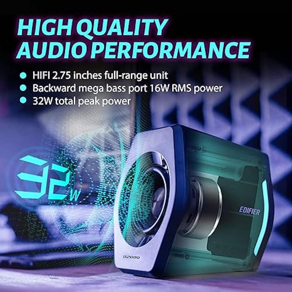 Edifier - G2000 2.0 Bluetooth Gaming Speakers with RGB Lighting (2-Piece) - Black