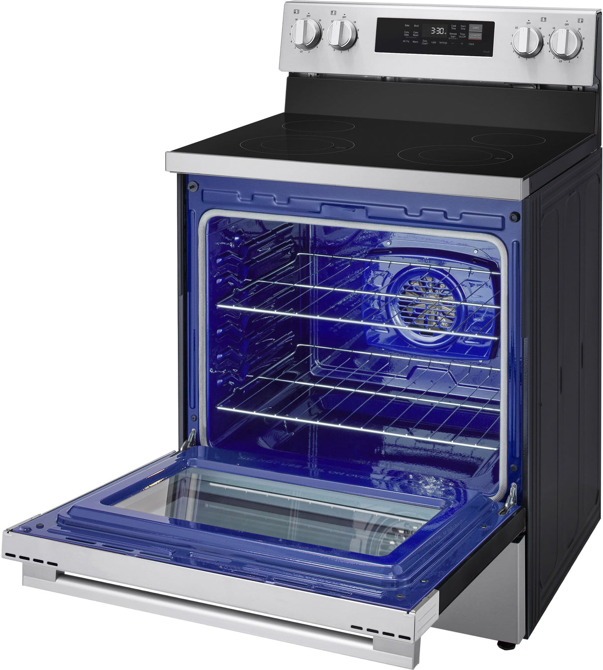 LG - 30-in Wide 6.3 Cu. Ft. Freestanding Electric Convection Smart Range with 4 Elements, Air Fry and WideView Window - Stainless Steel