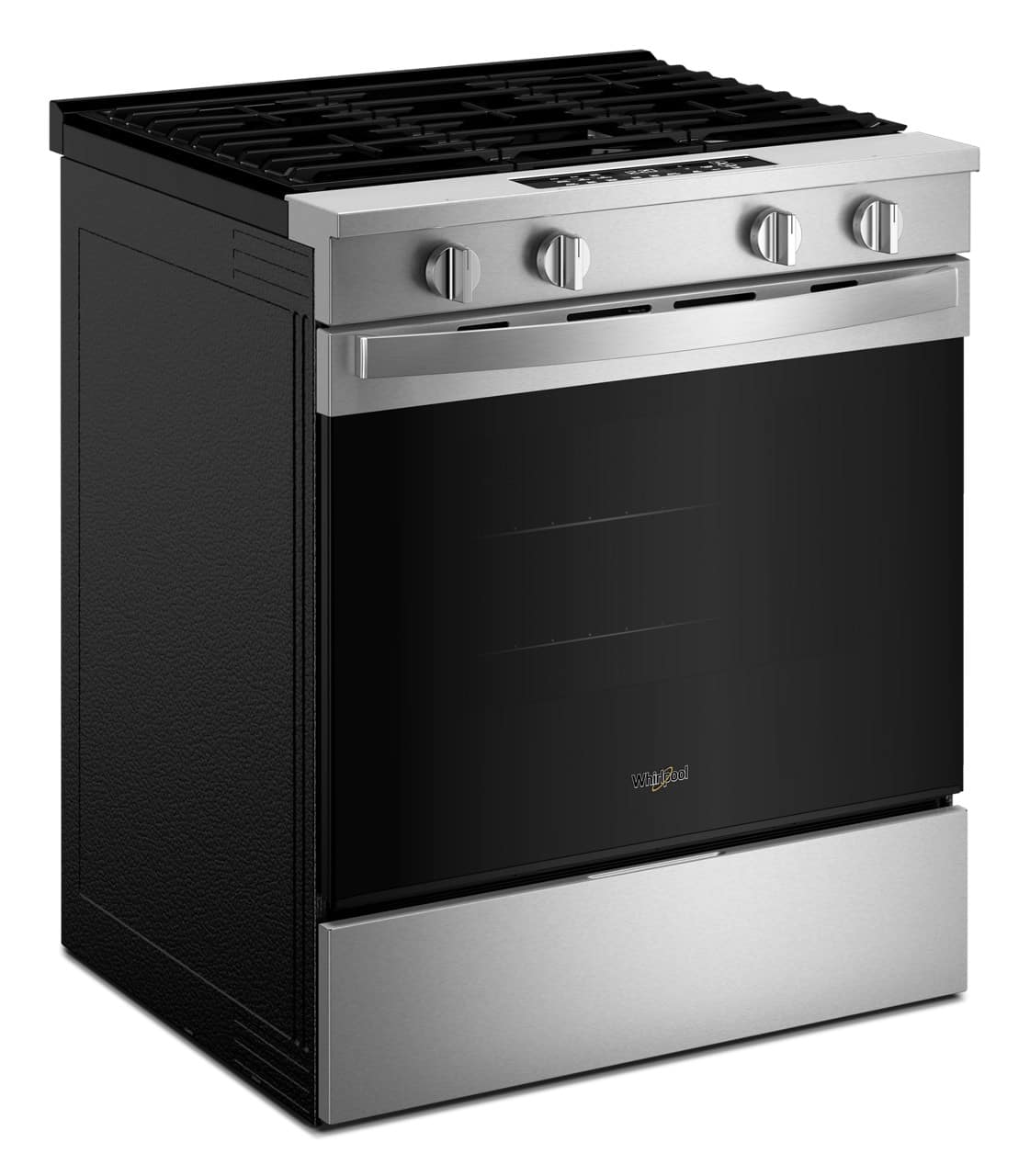 Whirlpool - 30 in. Wide 4 burners 5.0 cu. ft. Smart Freestanding Slide-In Gas Range with Air Cooking Technology and Steam Clean - Stainless Steel