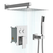 Dual Shower Head System With Square Rain Shower And Rough In Valve