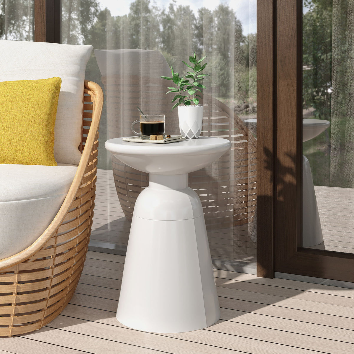 Outdoor Modern Metal End Large Table