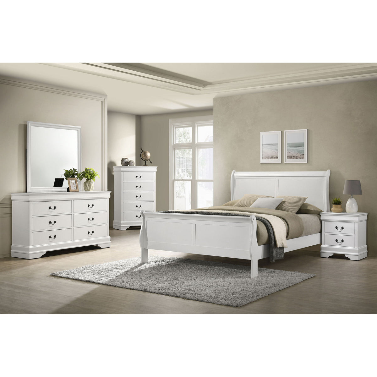Juego de dormitorio con detalles curvos