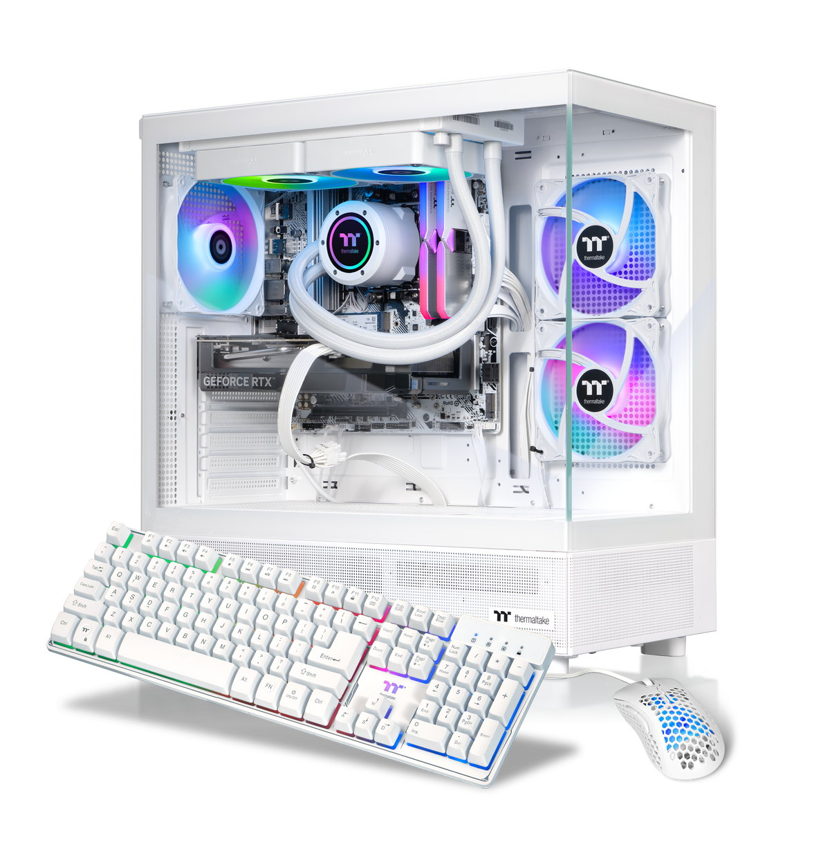 Thermaltake - LCGS View 7860TS-270 Gaming Desktop AMD Ryzen 7 7800X3D 2025 32GB Memory NVIDIA GeForce RTX 5060 Ti 8G 1TB SSD NVMe M.2 - White
