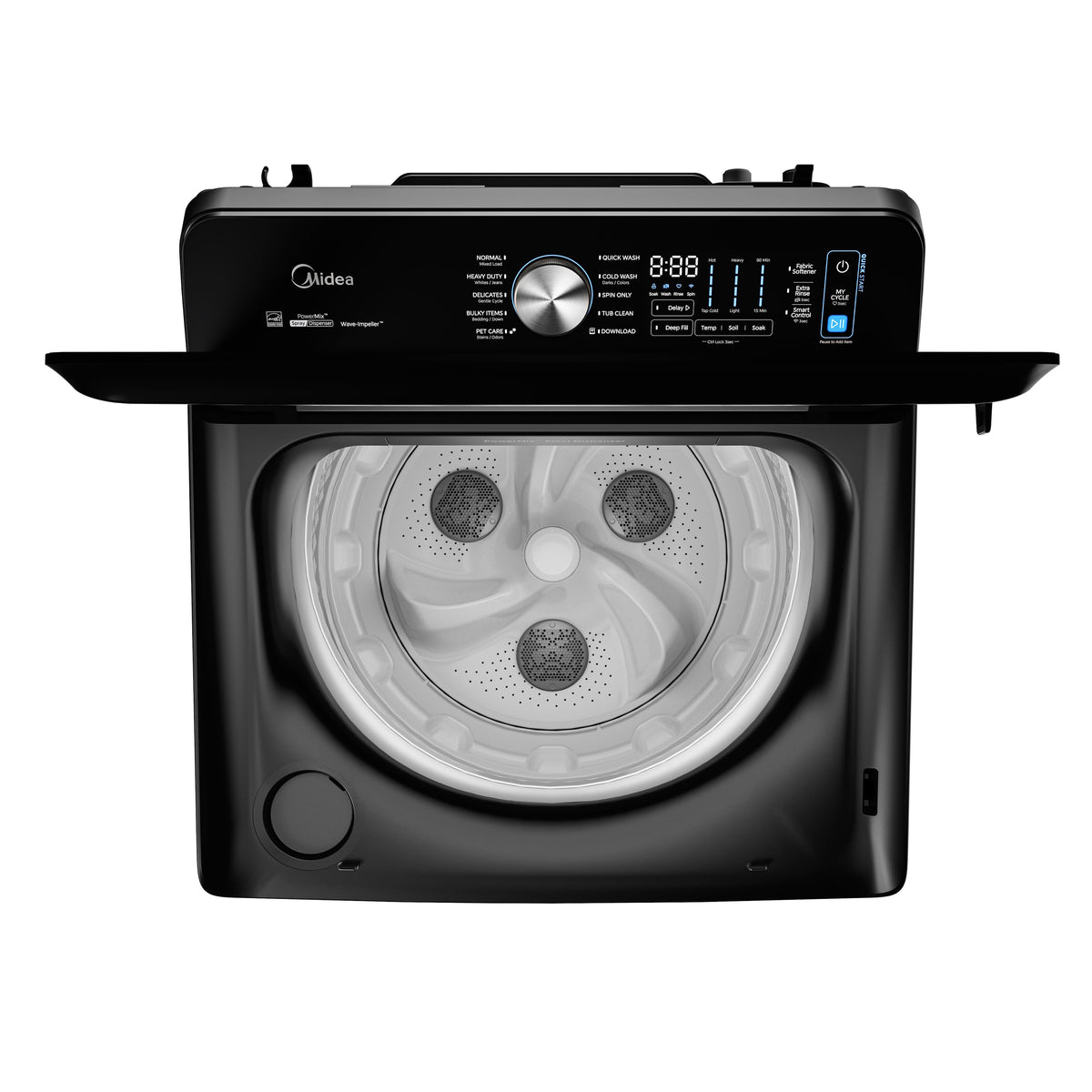Midea - 5.4 Cu. Ft. Extra-Large Capacity Top Load Impeller Washer with PowerMix Spray - Charcoal Gray