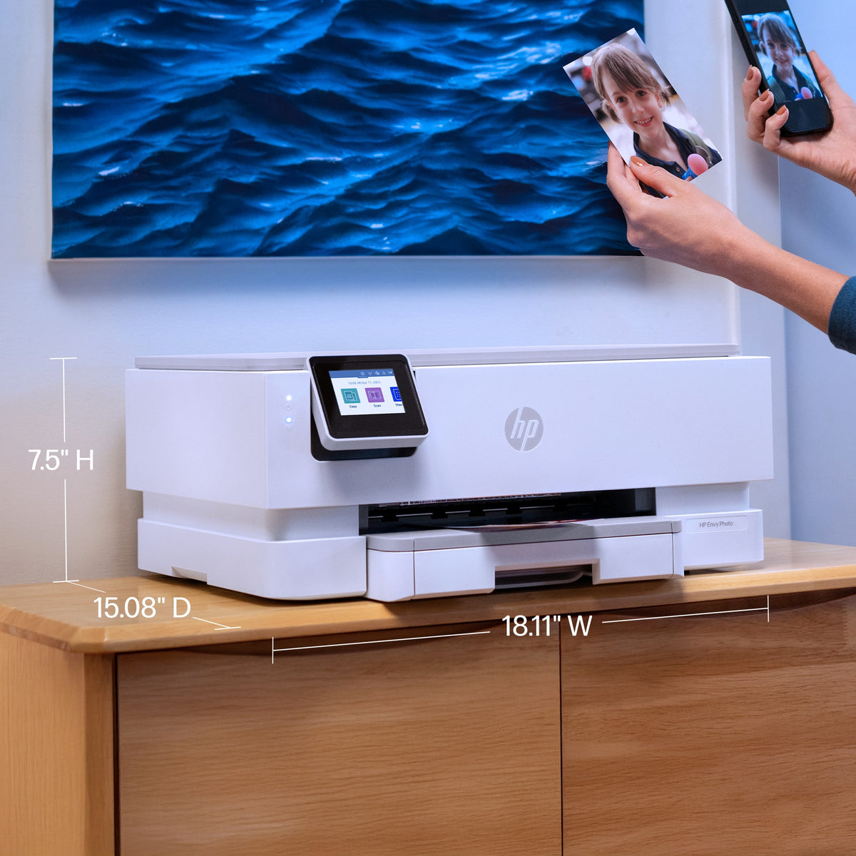 HP - Envy Photo 7275 Wireless AI-Enabled All-in-One Inkjet Printer w/ 3 Months Instant Ink - White
