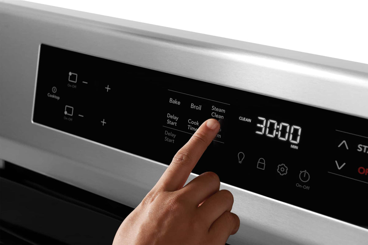 Frigidaire - 30 in. Wide 4 elements 5.3 Cu. Ft. Freestanding Induction Range with 3,600-Watt Power Boil Element and Steam Clean - Stainless Steel