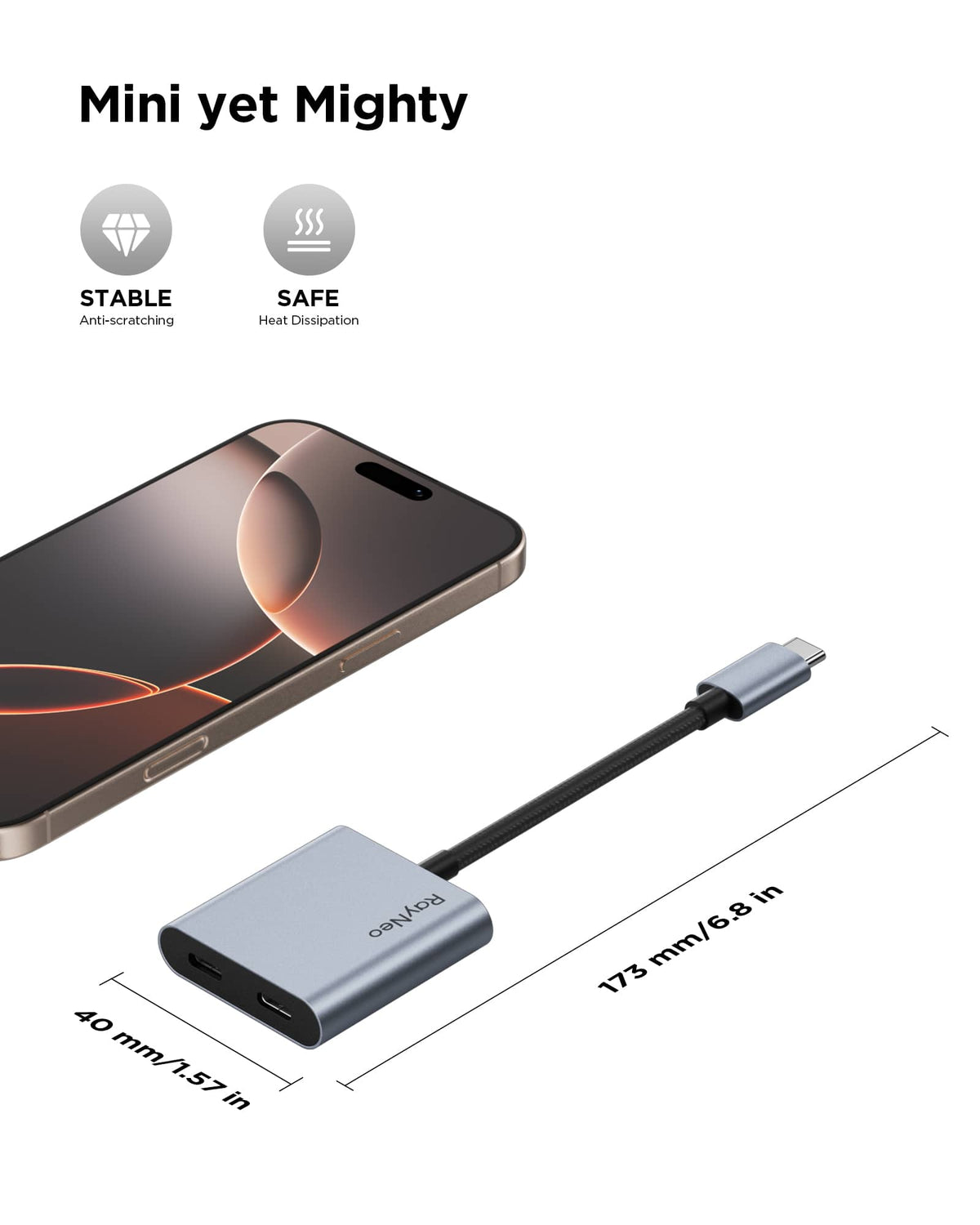 RayNeo - USB to Glasses and Charging Adapter - Black
