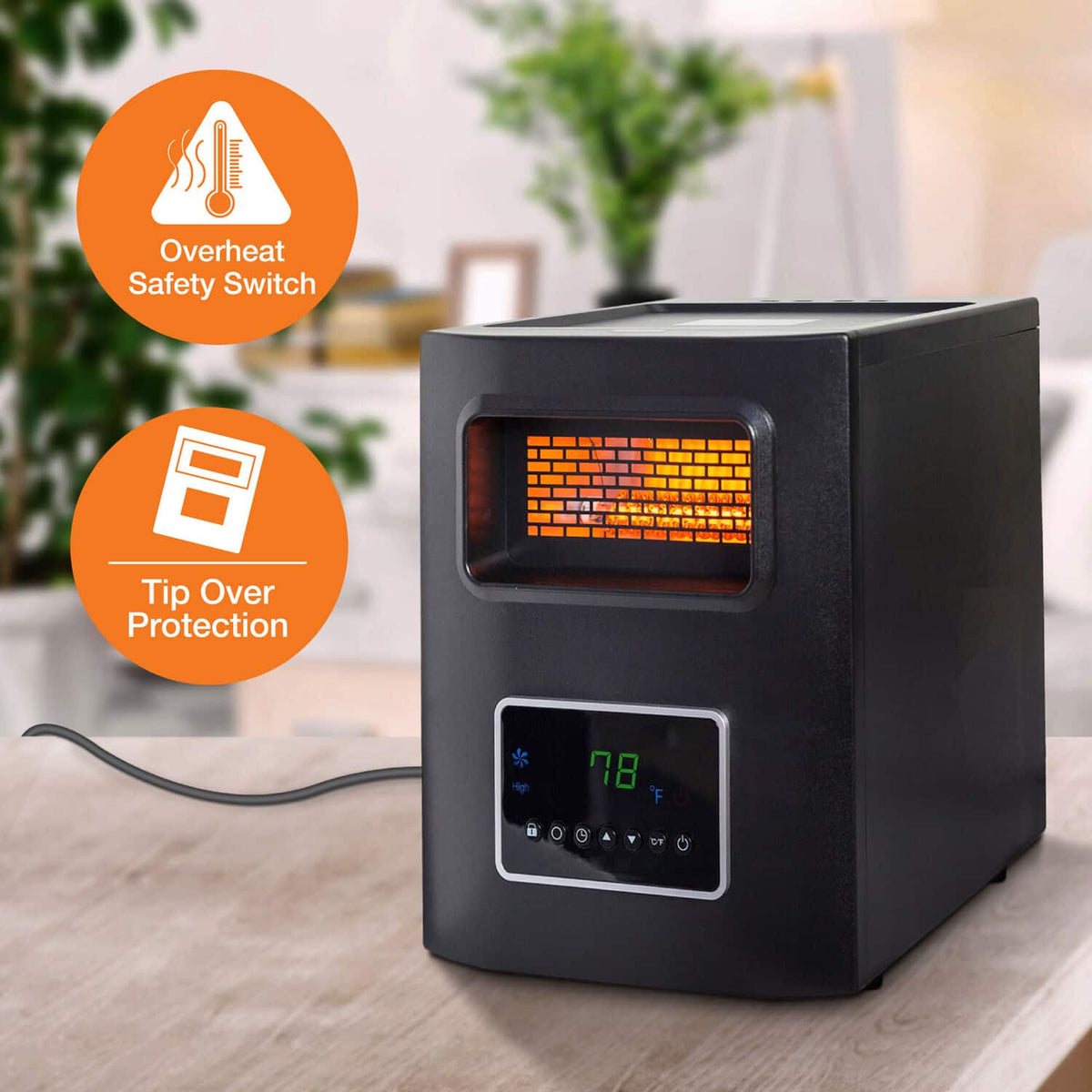 Lifesmart - 4-Wrapped Element Infrared Heater with USB Charging - Black