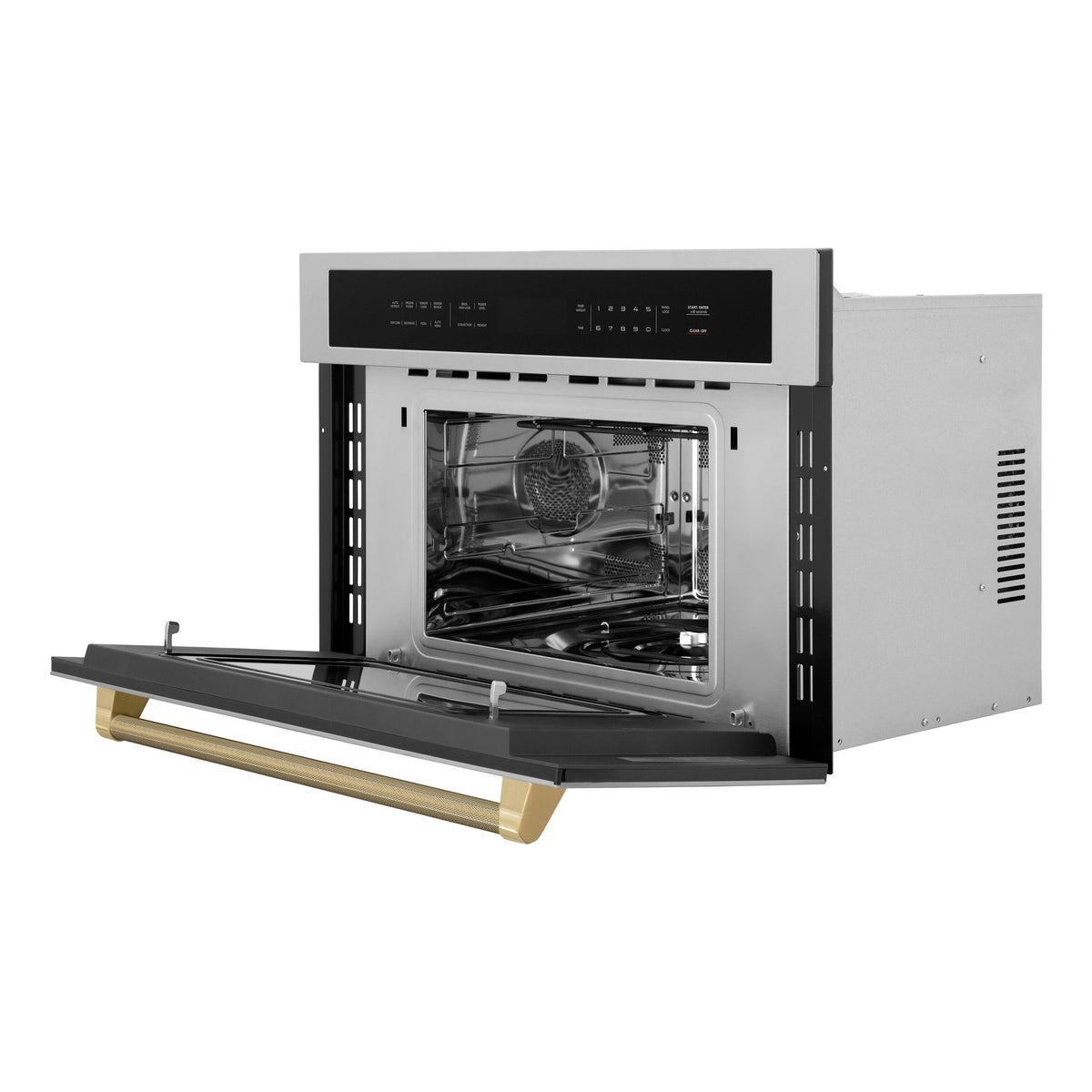 ZLINE - Autograph 30 in. 1.6 cu ft. Built-in Convection Microwave Oven and Champagne Bronze Helix Handle - Stainless Steel