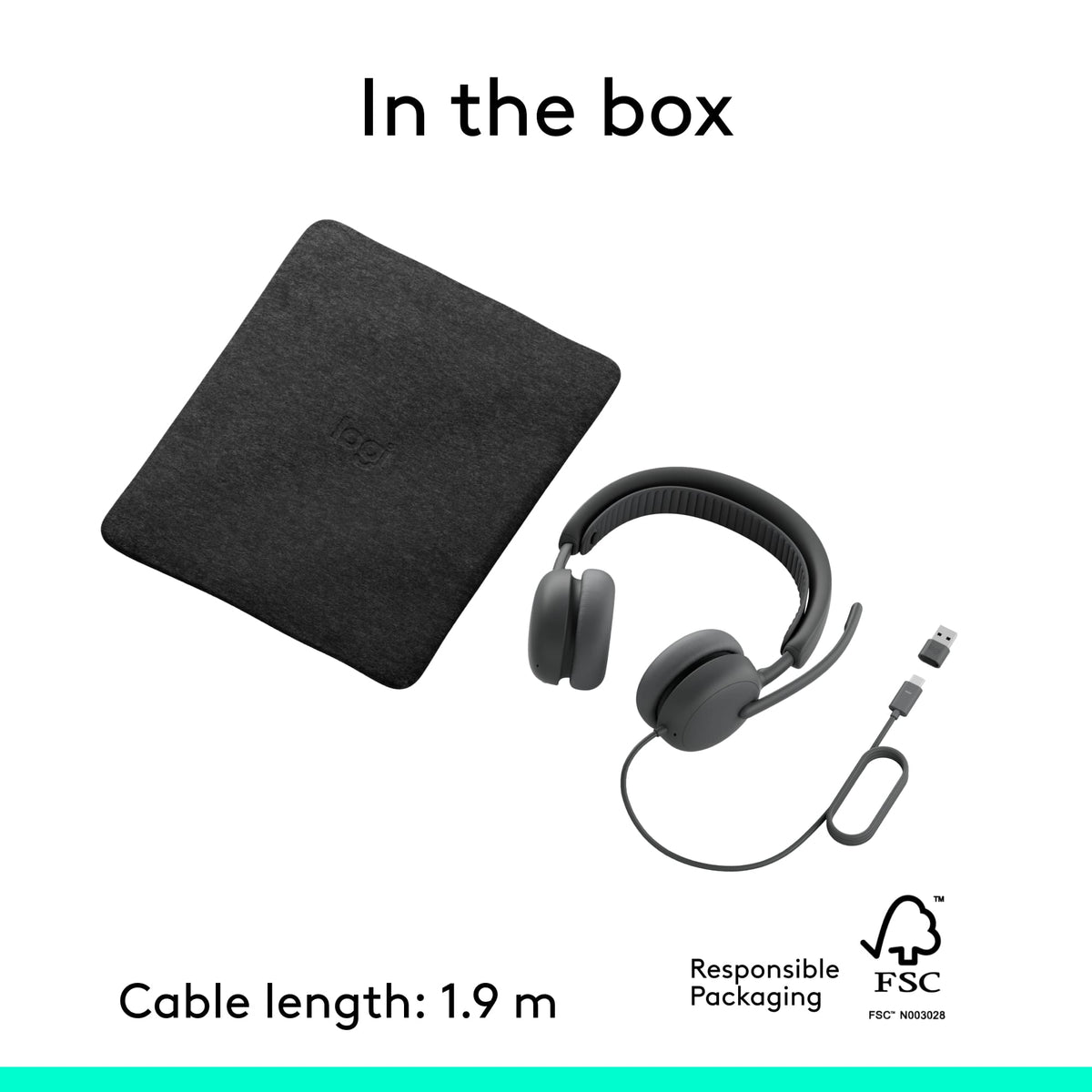 Logitech - Zone Wired 2 Noise-Canceling Headset for Business Microsoft Teams Certified USB C with USB A Adapter - Graphite