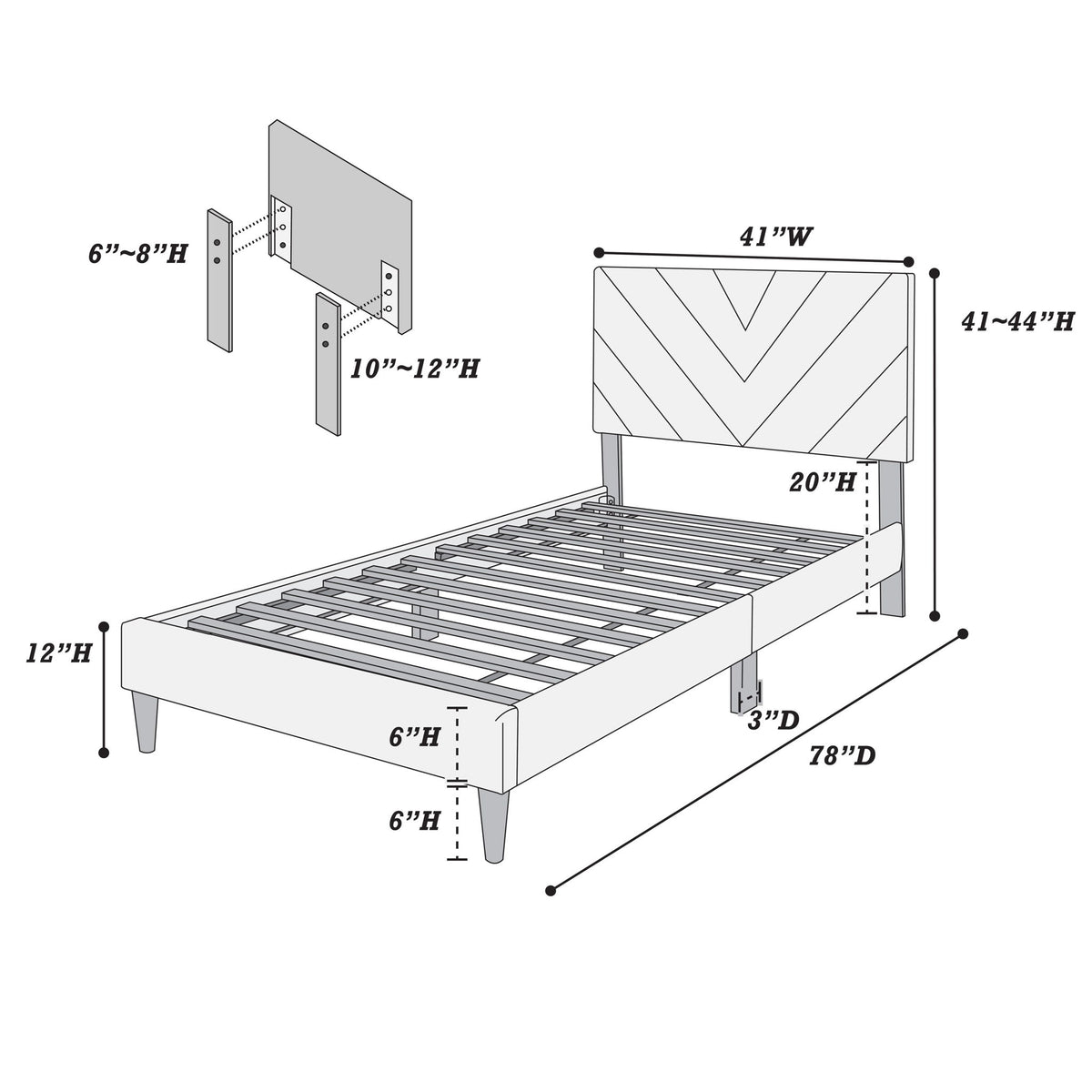 Juego de cama con cabecero ajustable