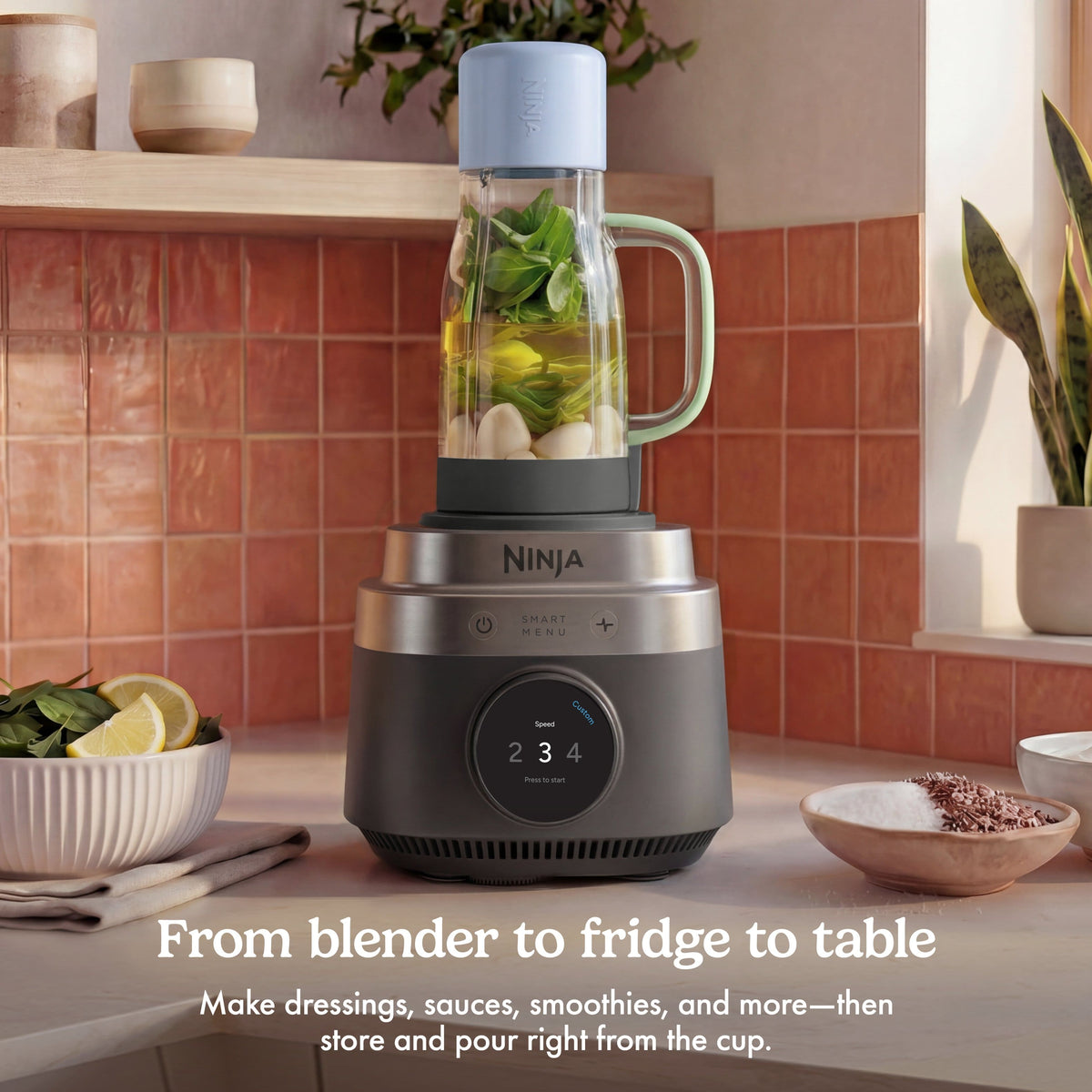 Ninja - CrushBOSS Intelligent 3-in-1 Blender, Tumbler, & Food Processor Combo - Onyx