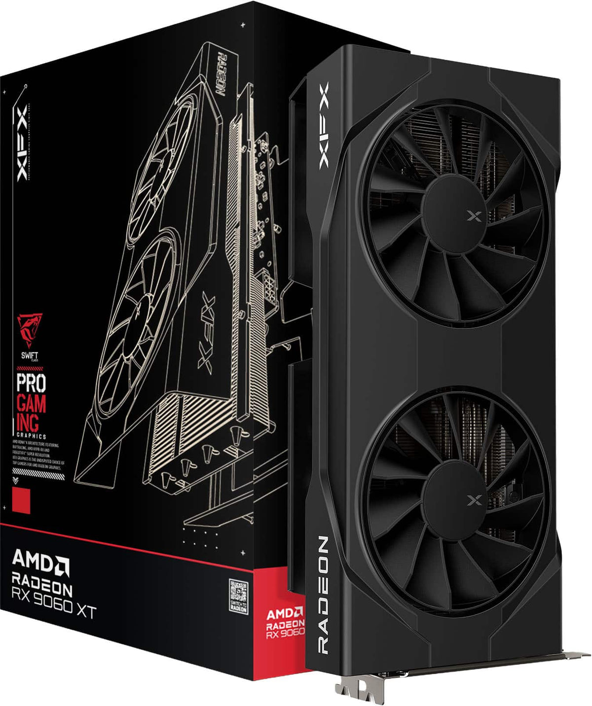 XFX - Swift AMD Radeon RX 9060XT 16GB GDDR6 PCI Express 5.0 Gaming Graphics Card - Black