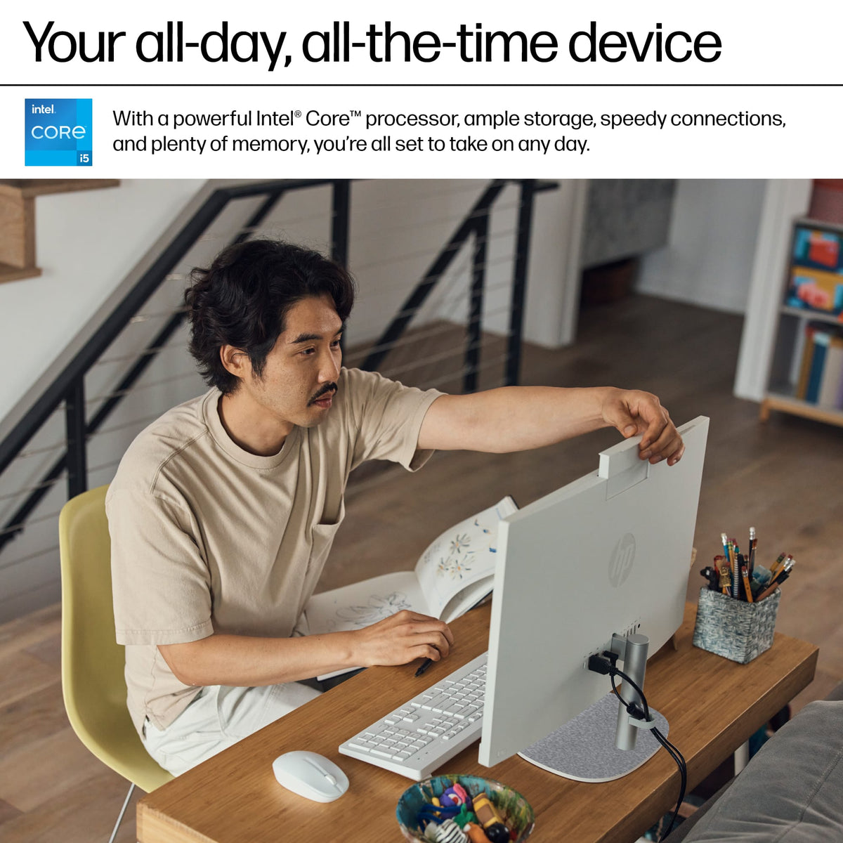 HP - 23.8" Full HD Touch-Screen All-in-One with Adjustable Height - Intel Core i5 1334U 2023 - 8GB Memory - 512GB SSD - Shell White