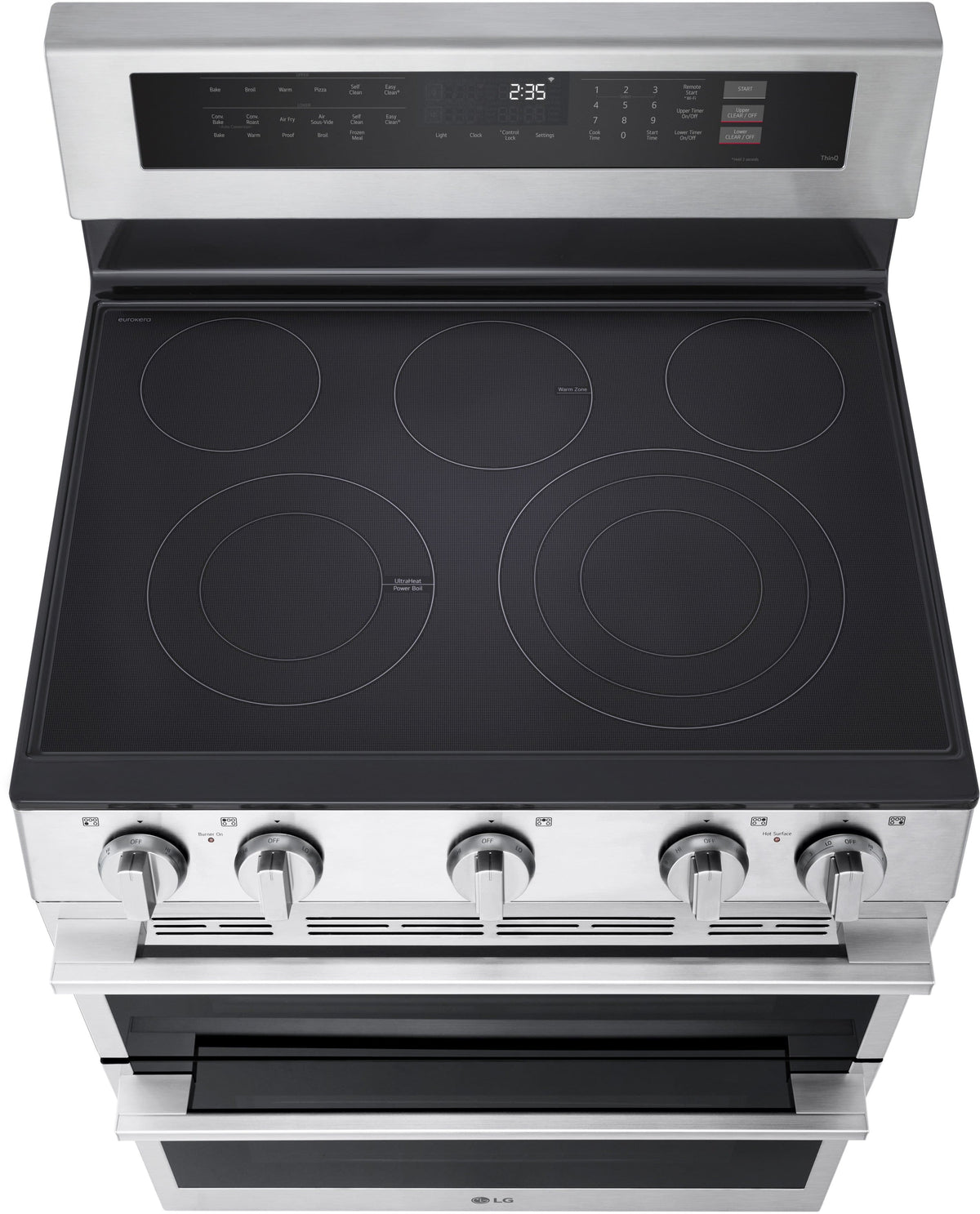 LG - 30-in 7.3 Cu. Ft. Freestanding Double Oven Elec True Convection Smart Range w/ 5 Elements, Air Fry and UltraHeat 3.2 kW - Stainless Steel