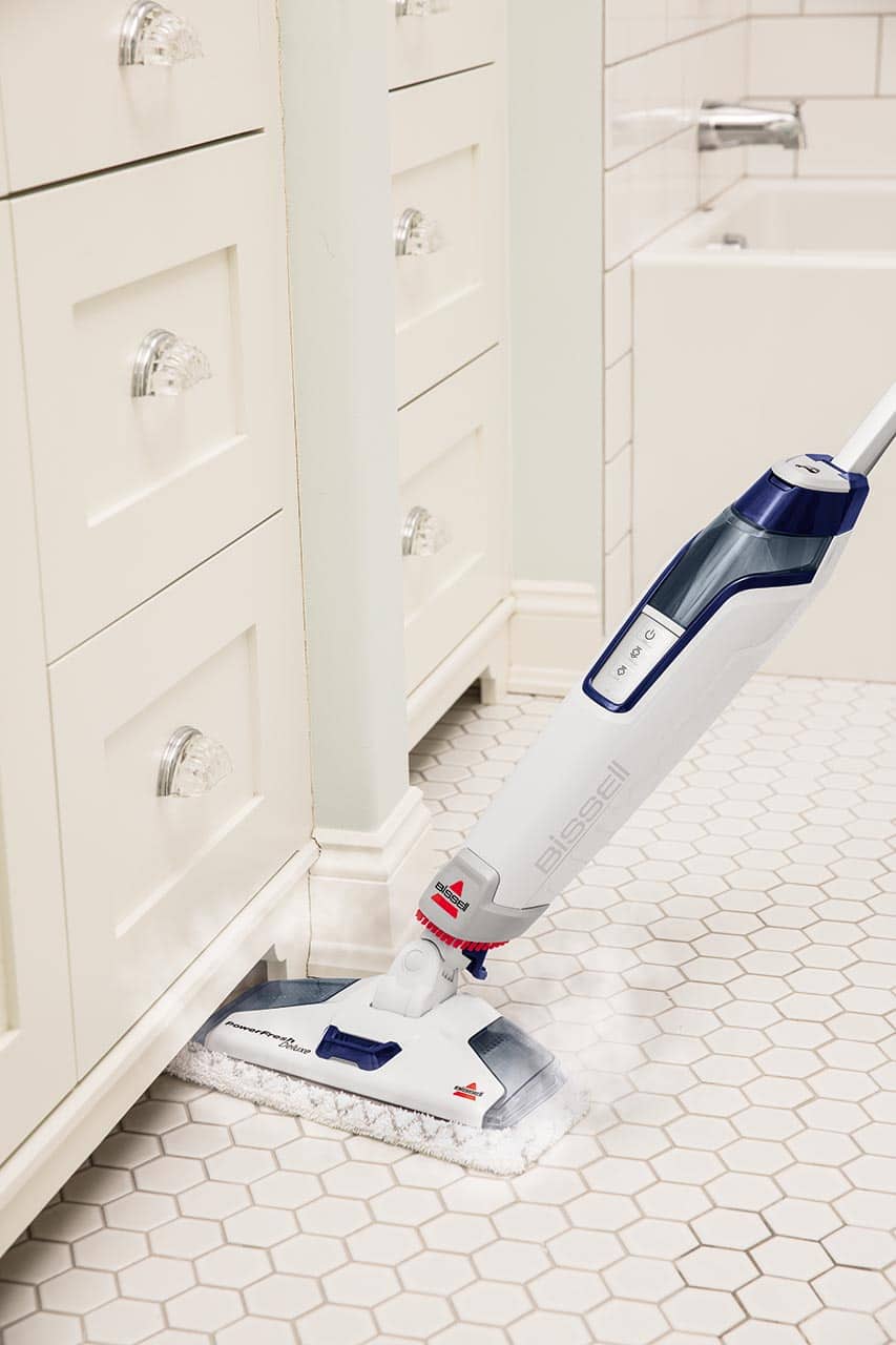 BISSELL - PowerFresh Deluxe Corded Steam Mop - Brite White/Saphire Waltz