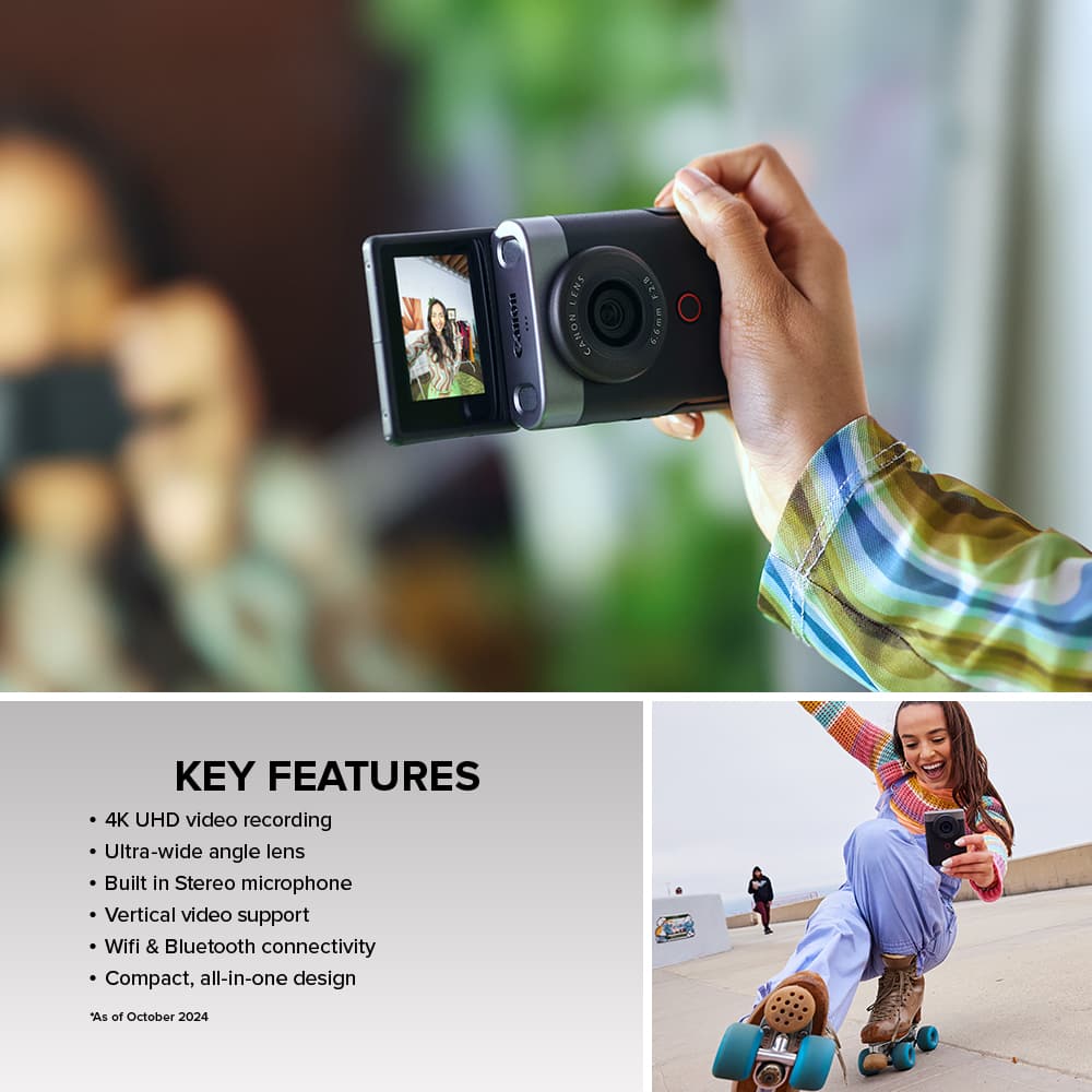 Canon - PowerShot V10 4K Video 20.9-Megapixel Digital Camera for Vloggers and Content Creators - Silver