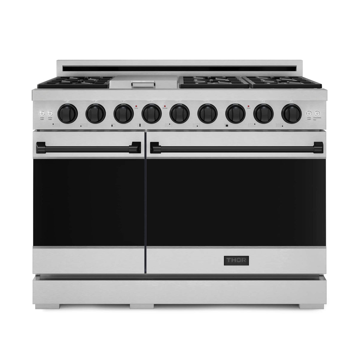 48 in. Wide 7 Burner Gordon Ramsay Series by Thor Kitchen 6.8 Cu. Ft Freestanding LP Gas Range with Black Hardware - Stainless Steel