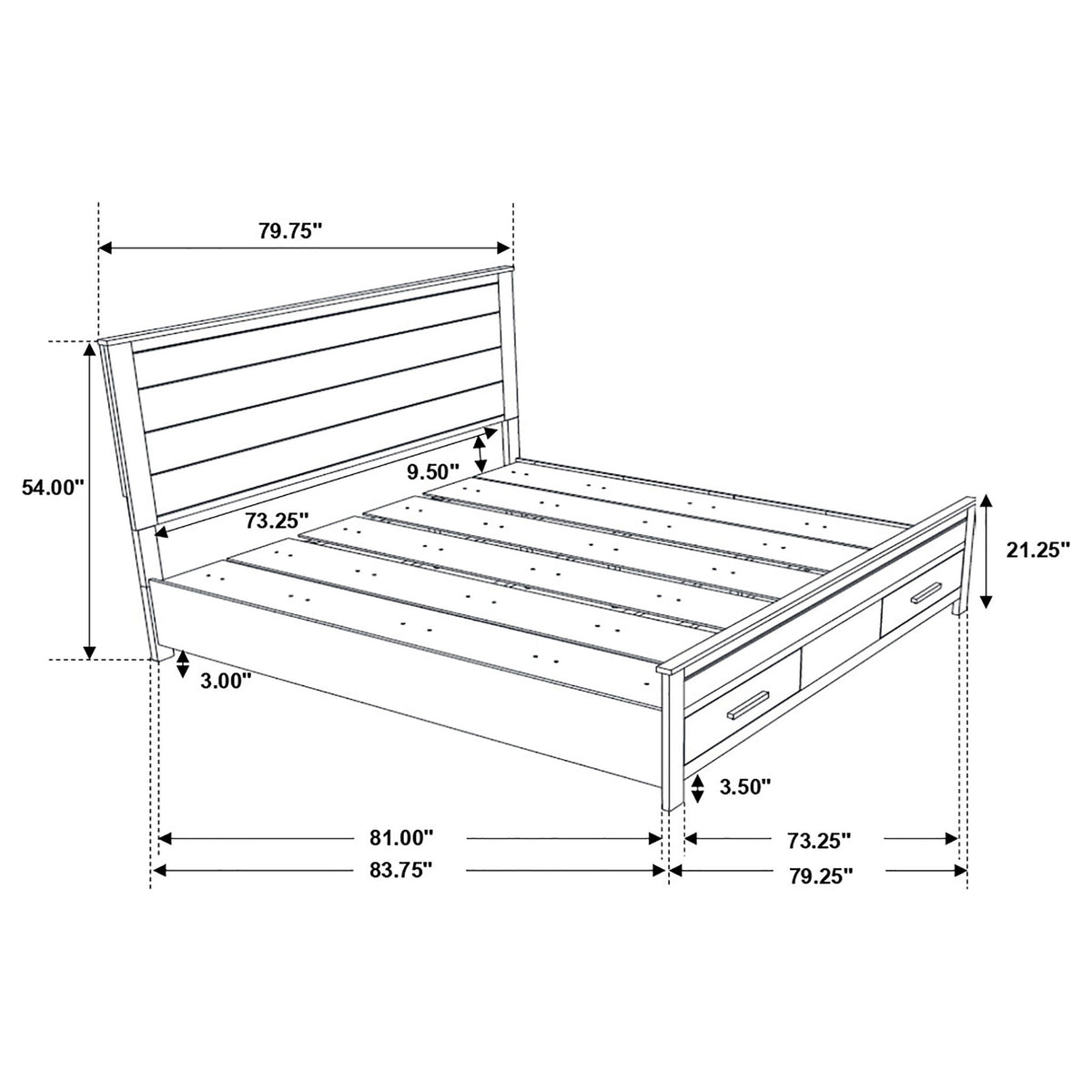 Greely - Cama King Size con Almacenamiento - Marrón