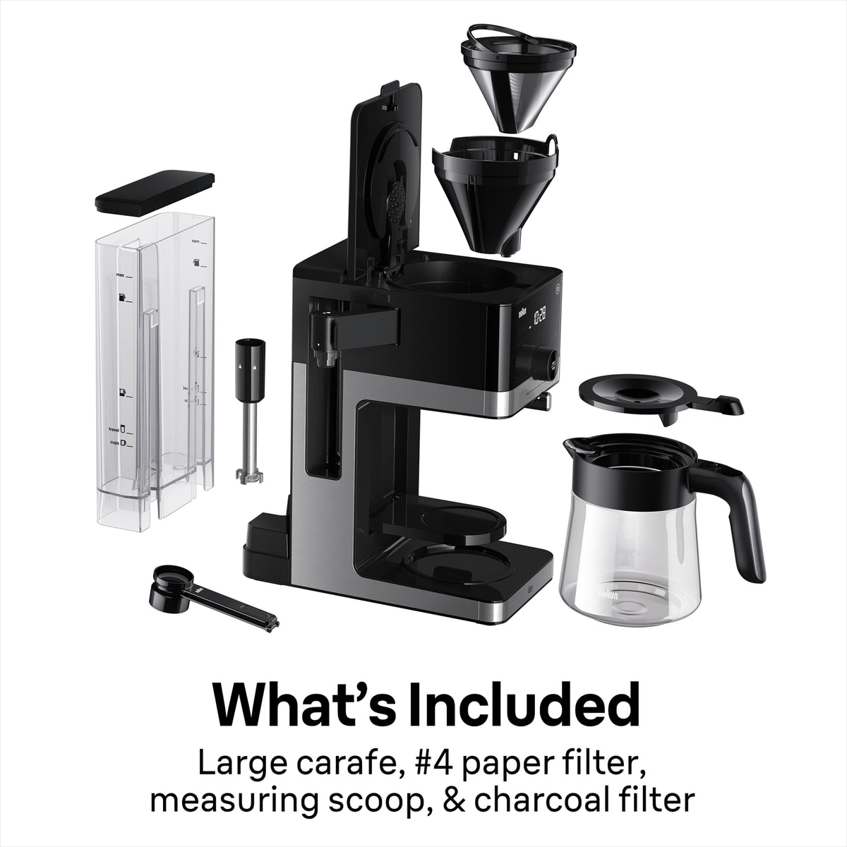 Braun - OptiBrew Pro 10 Cup Drip Coffee Maker with Milk Frother & Cold Brew - Stainless Steel