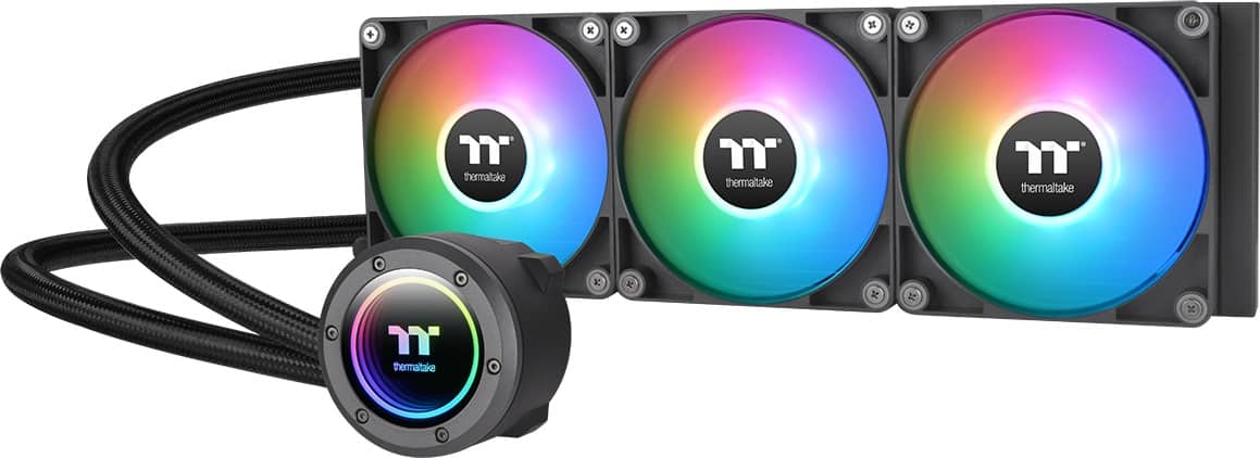 Thermaltake - TH360 V2 ARGB Sync 360mm AIO Liquid Cooler (3x 120mm ARGB PWM Fans) with Mirror Rotating Cap Design - Black