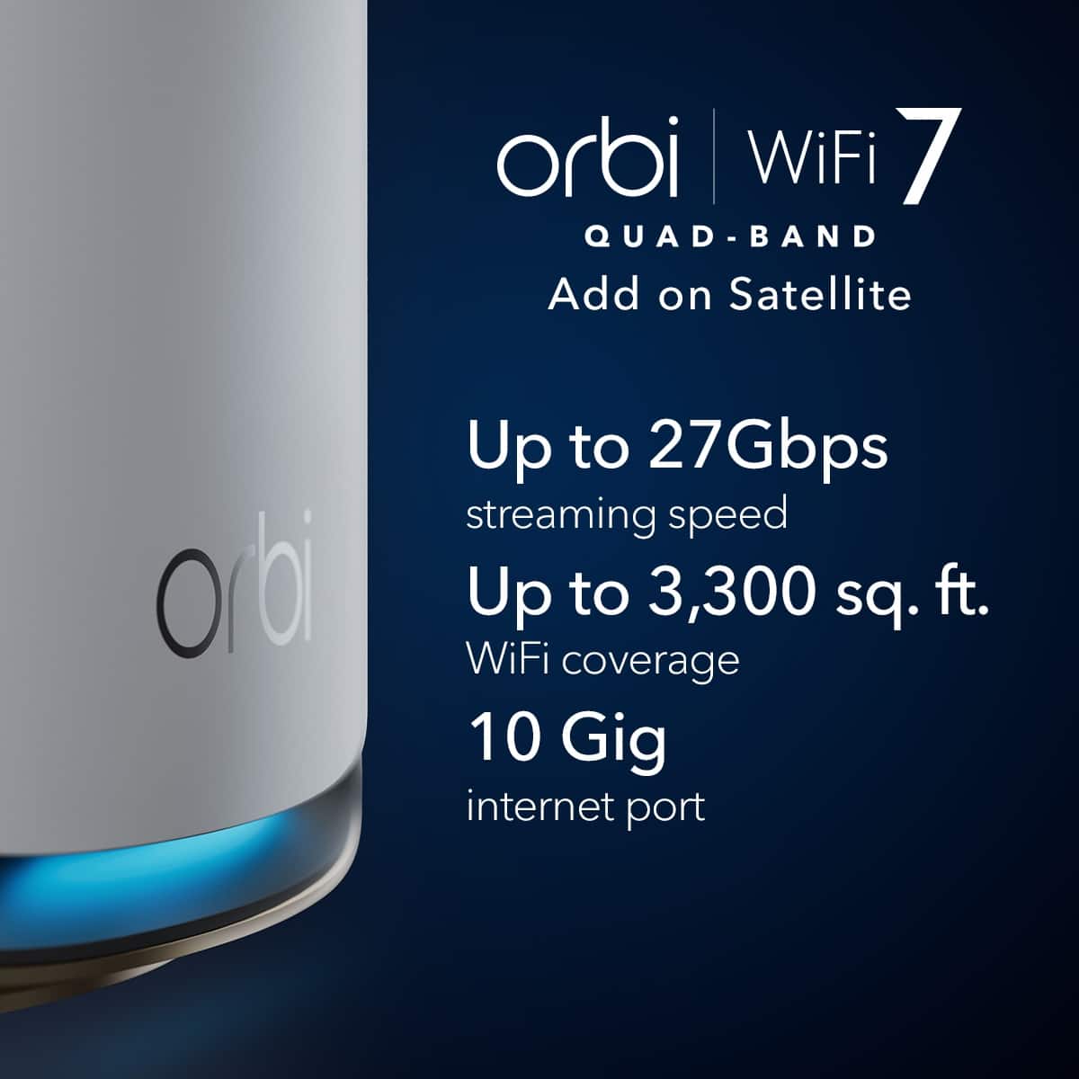 NETGEAR - Orbi 970 Series BE27000 Quad-band Mesh Wi-Fi 7 Satellite – - White