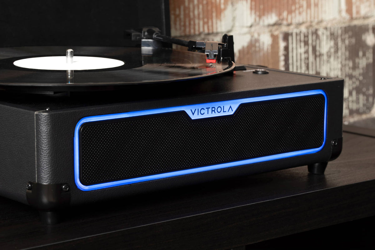 Victrola - Journey Glow Illuminated Suitcase Record Player - Black