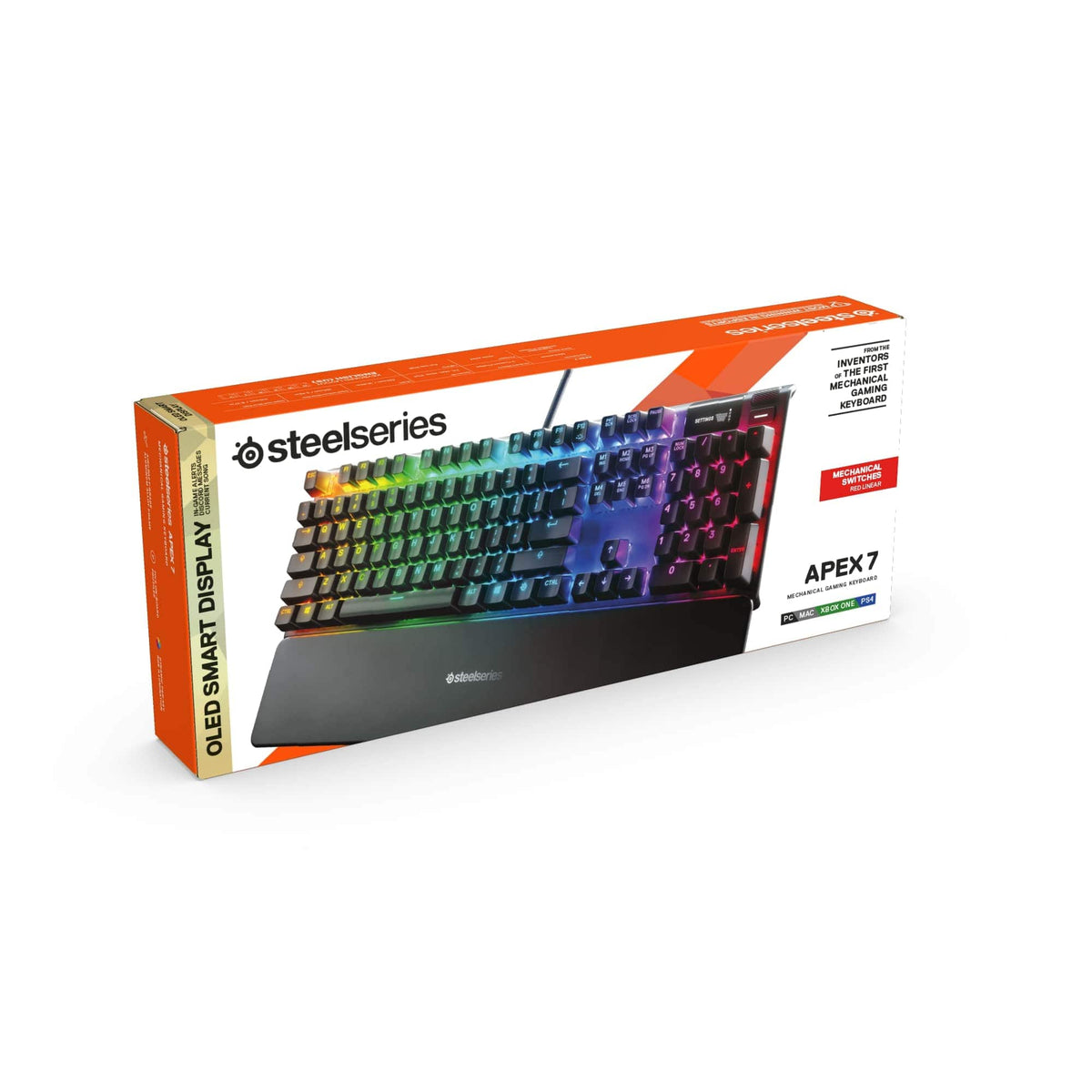 SteelSeries - Apex 7 Full Size Wired Mechanical Red Linear Switch Gaming Keyboard with Rapid Tap - Black