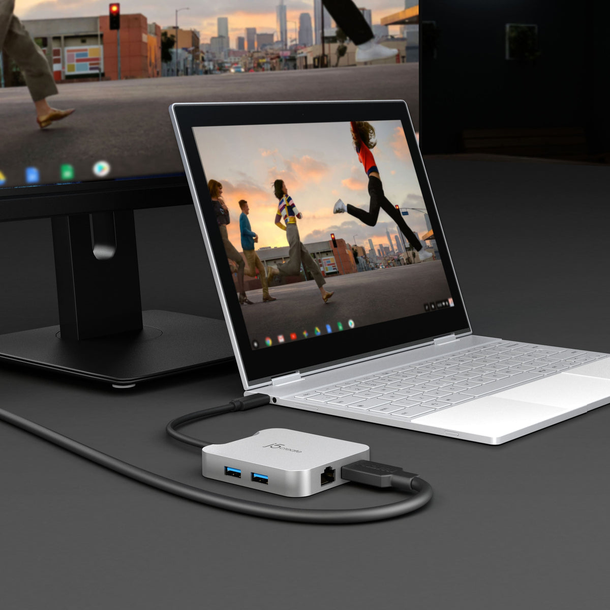 j5create - 4K60 Elite USB-C® PD Multi-Port Adapter for ChromeOS, Windows, macOS - Silver