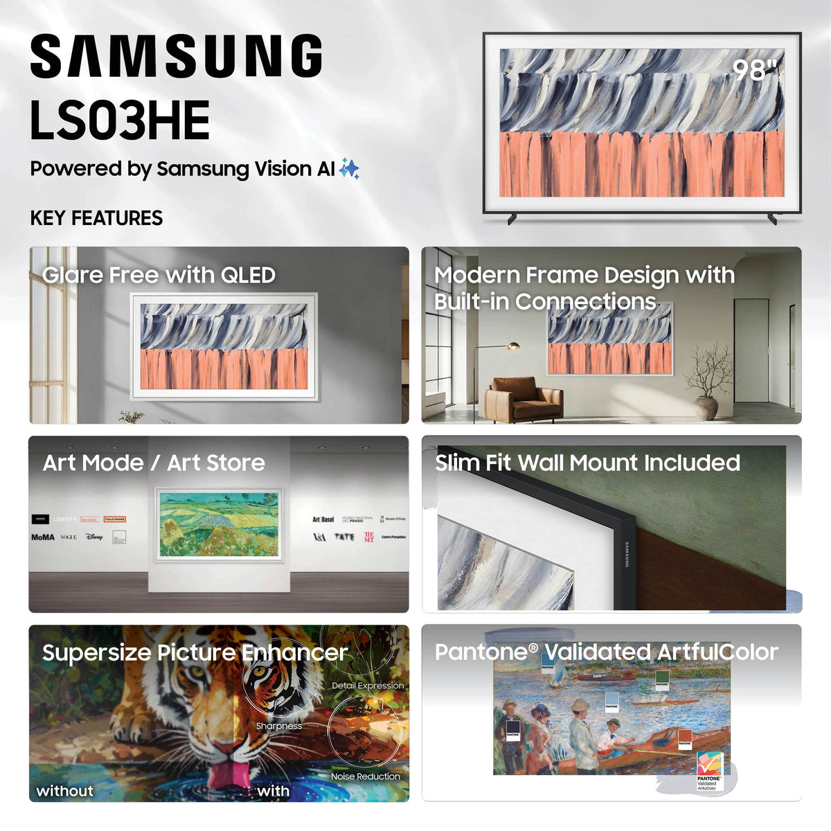 Samsung - 98” Class LS03H Series The Frame 4K UHD SamsungVision AI Smart Tizen TV (2026)
