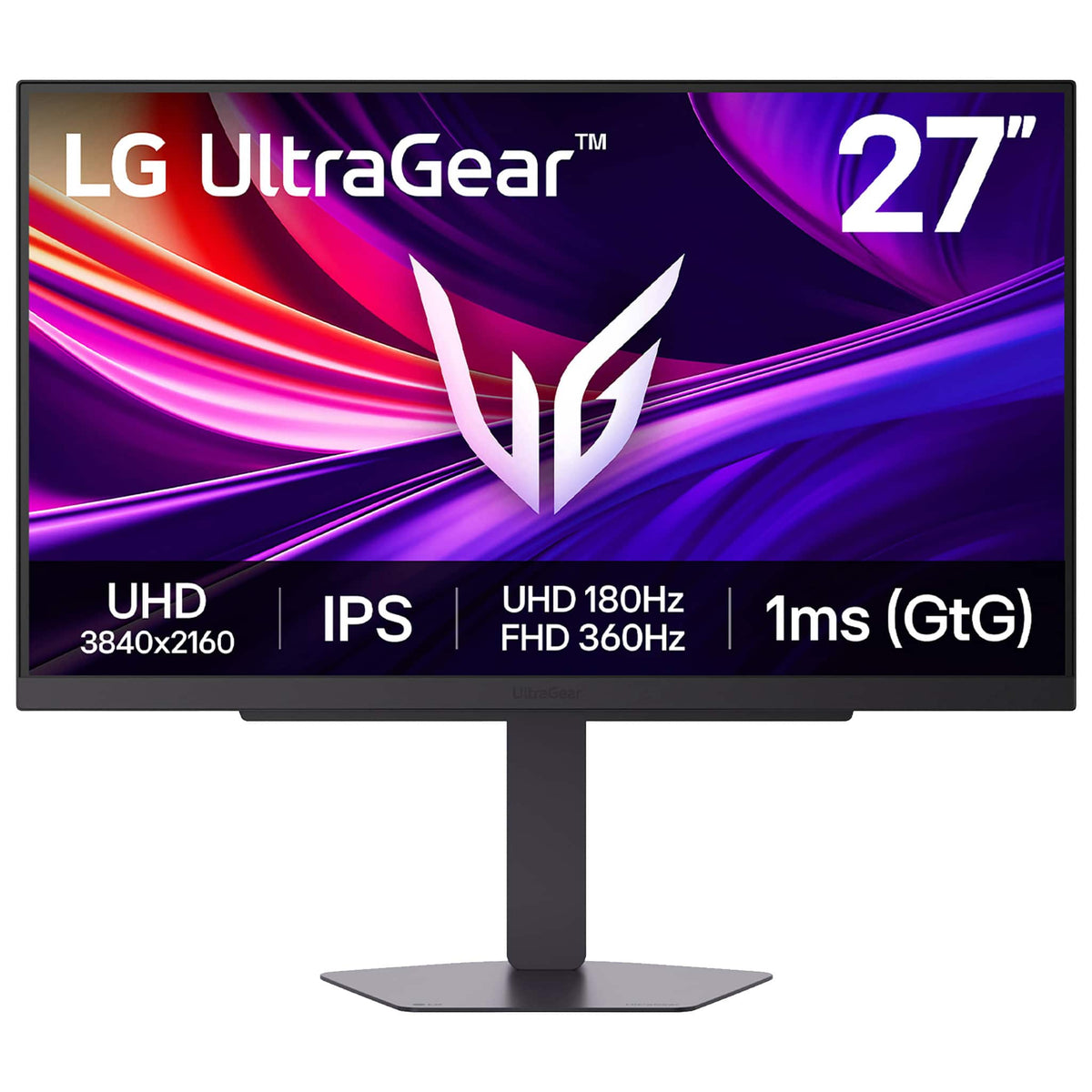 LG - UltraGear 27" IPS Dual Mode (4K UHD 180Hz, FHD 360Hz), 1ms, NVIDIA G-SYNC, AMD Freesync Gaming Monitor (HDMI, DP, USB-C) - Black