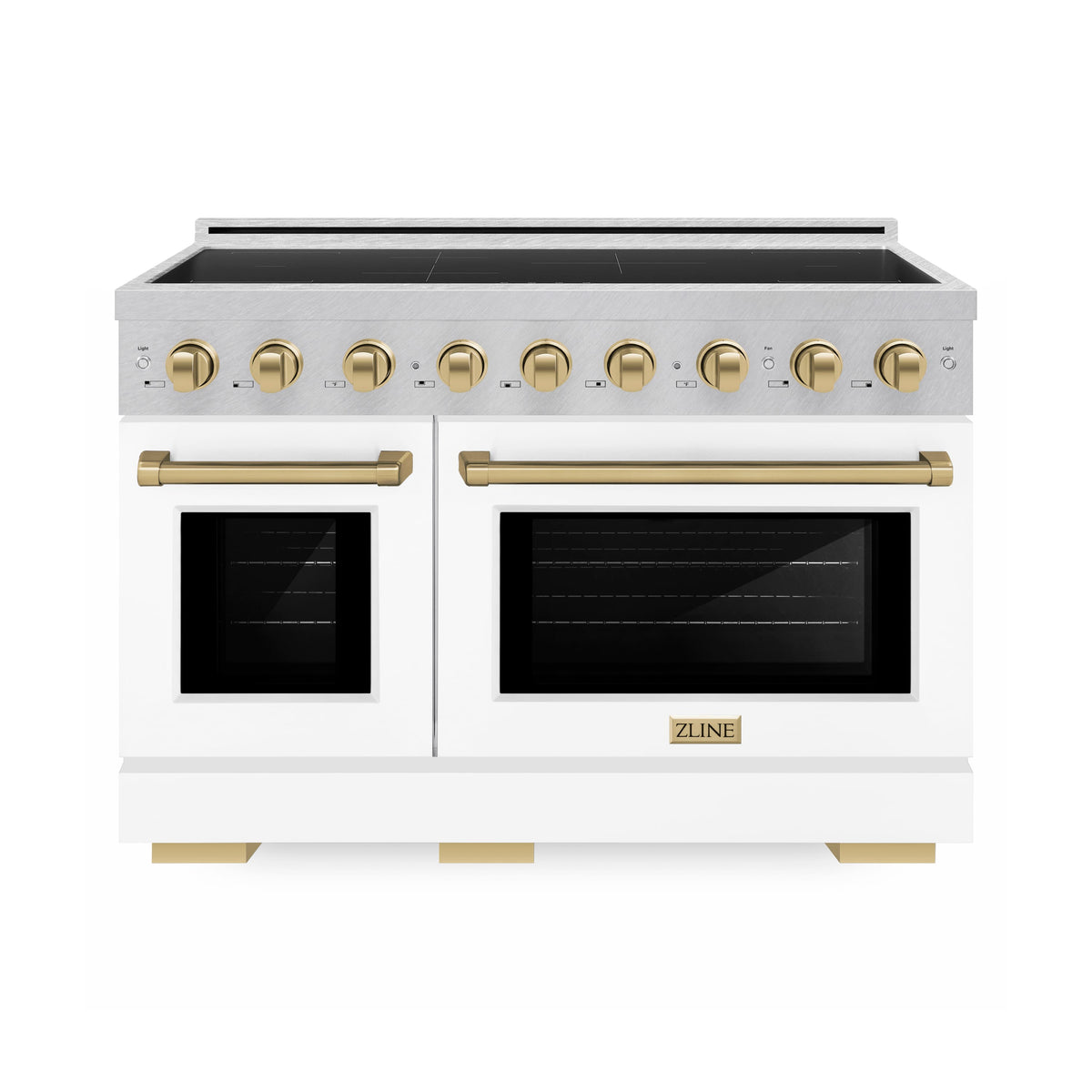 ZLINE - Autograph 48 in. 6.7 cu. ft. Paramount Freestanding Induction Range in Satin Steel with White Doors and Bronze Accents - Matte White