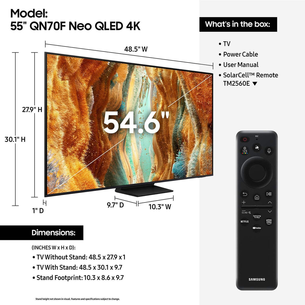 Samsung - 55” Class QN70F Series Neo QLED Mini LED 4K UHD SamsungVision AI Smart Tizen TV (2025)