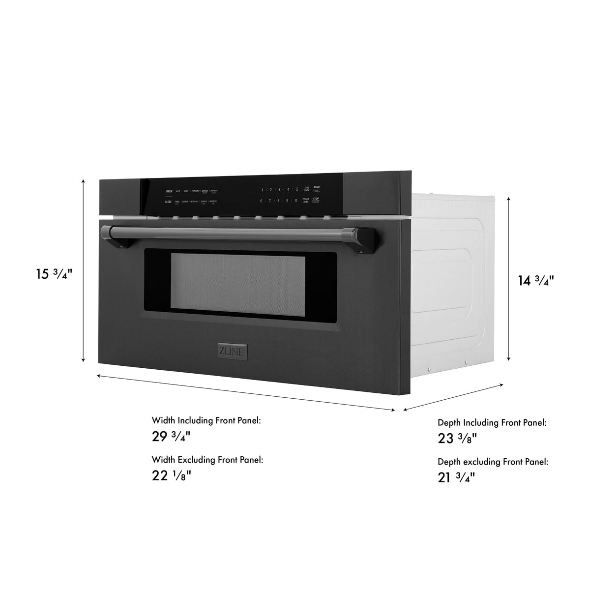 ZLINE - 30 in. 1.2 cu. ft. Built-in Microwave Drawer - Black Stainless Steel