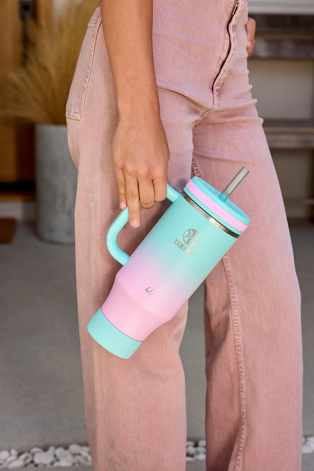 Takeya - 40-oz. Straw Tumbler with Handle - Ombre Dream