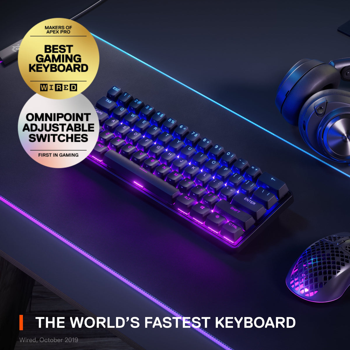 SteelSeries - Apex Pro Mini 60% V2 Wireless Mechanical OmniPoint Adjustable HyperMagnetic Gaming Keyboard with Rapid Tap - Black
