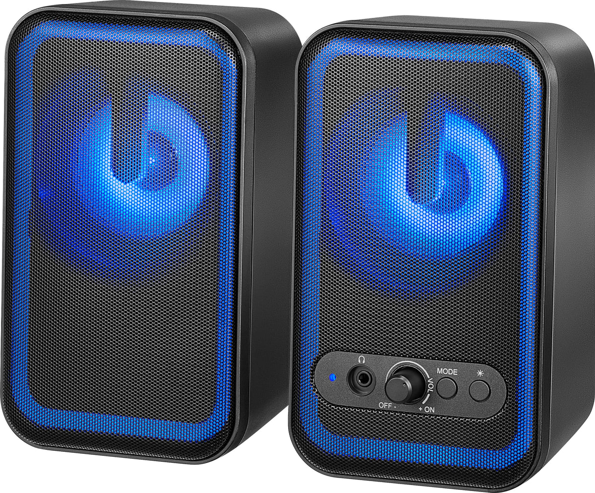 Insignia™ - 2.0 Bluetooth Computer Speakers with RGB Lighting (2-Piece) - Black