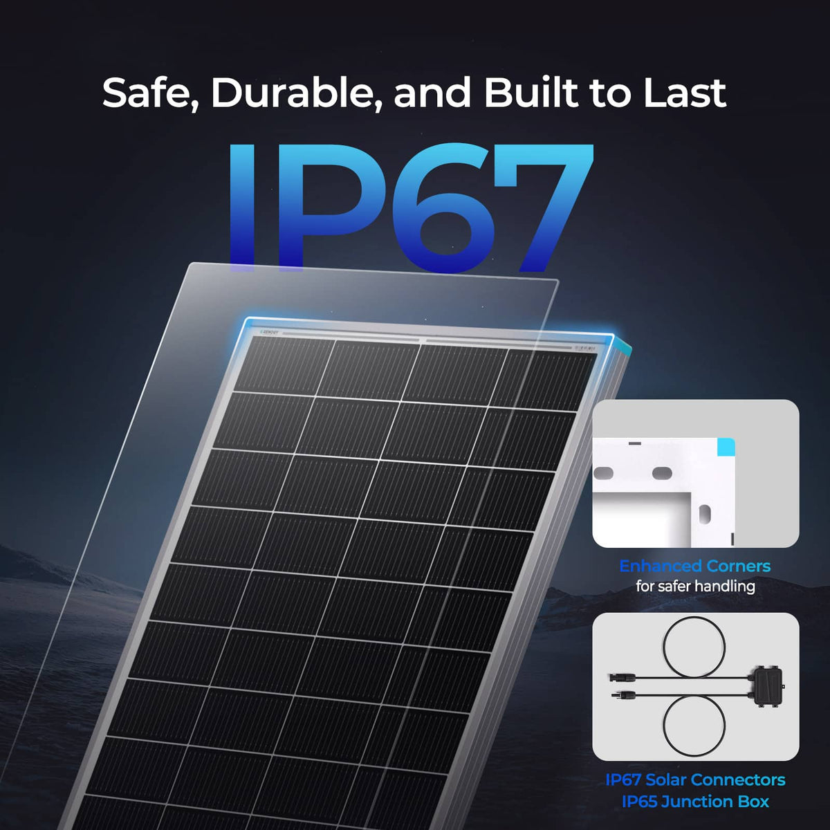 Renogy - 16BB N-Type 200W 24V Monocrystalline Solar Panel for RV Marine Cabin Battery Charging, High-Efficiency Power PV Module - Black
